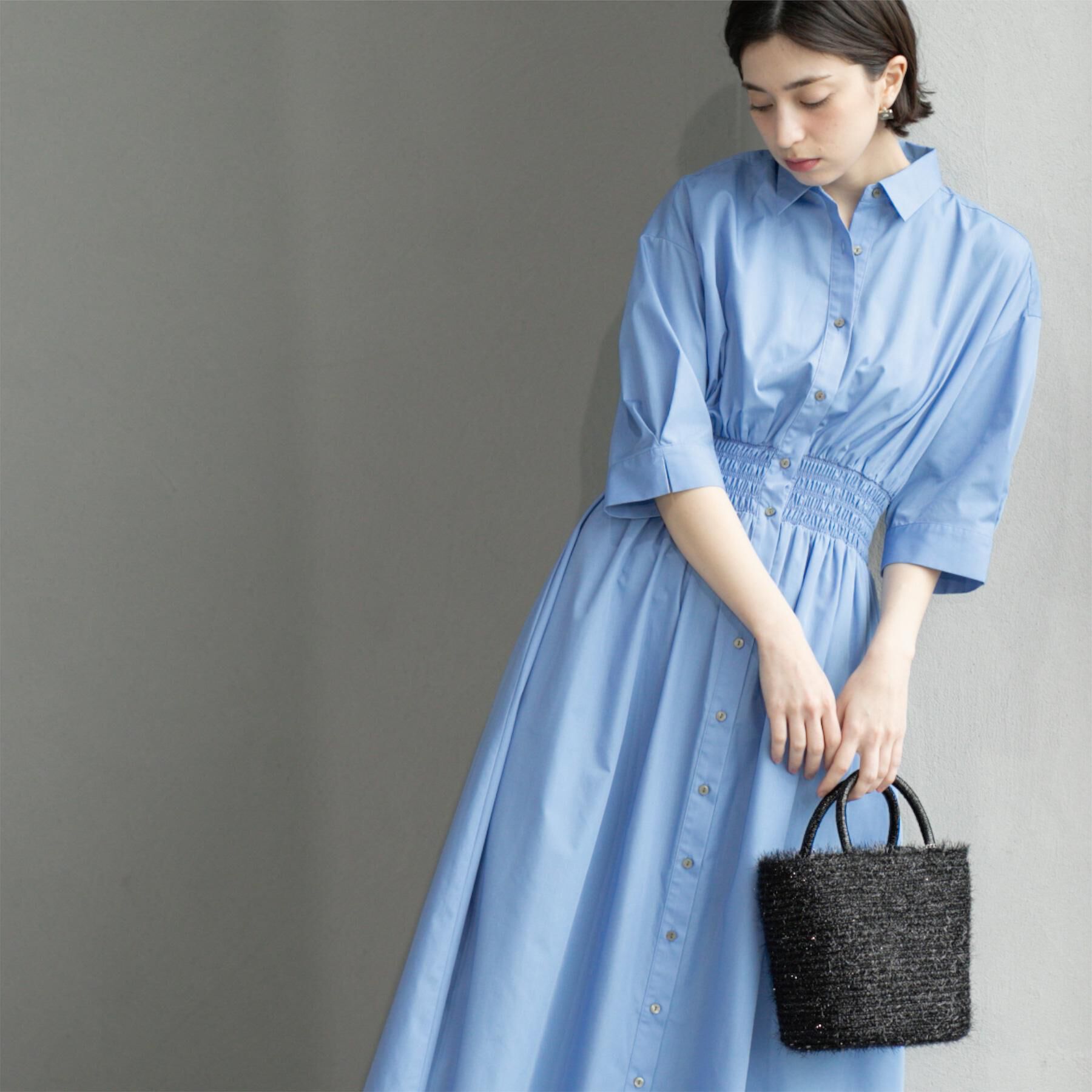 OPAQUE.CLIP「《5色展開》フィット＆フレアシャツワンピース【洗濯機洗い可】」|ワンピース|