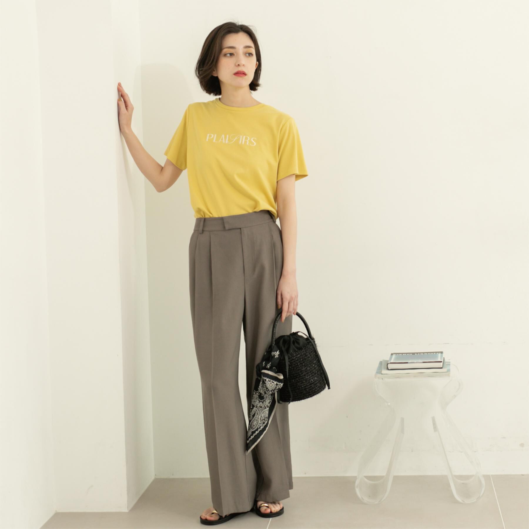 OPAQUE.CLIP「刺繍＆スパンコールロゴTシャツ【洗濯機洗い可】」|Tシャツ・カットソー|