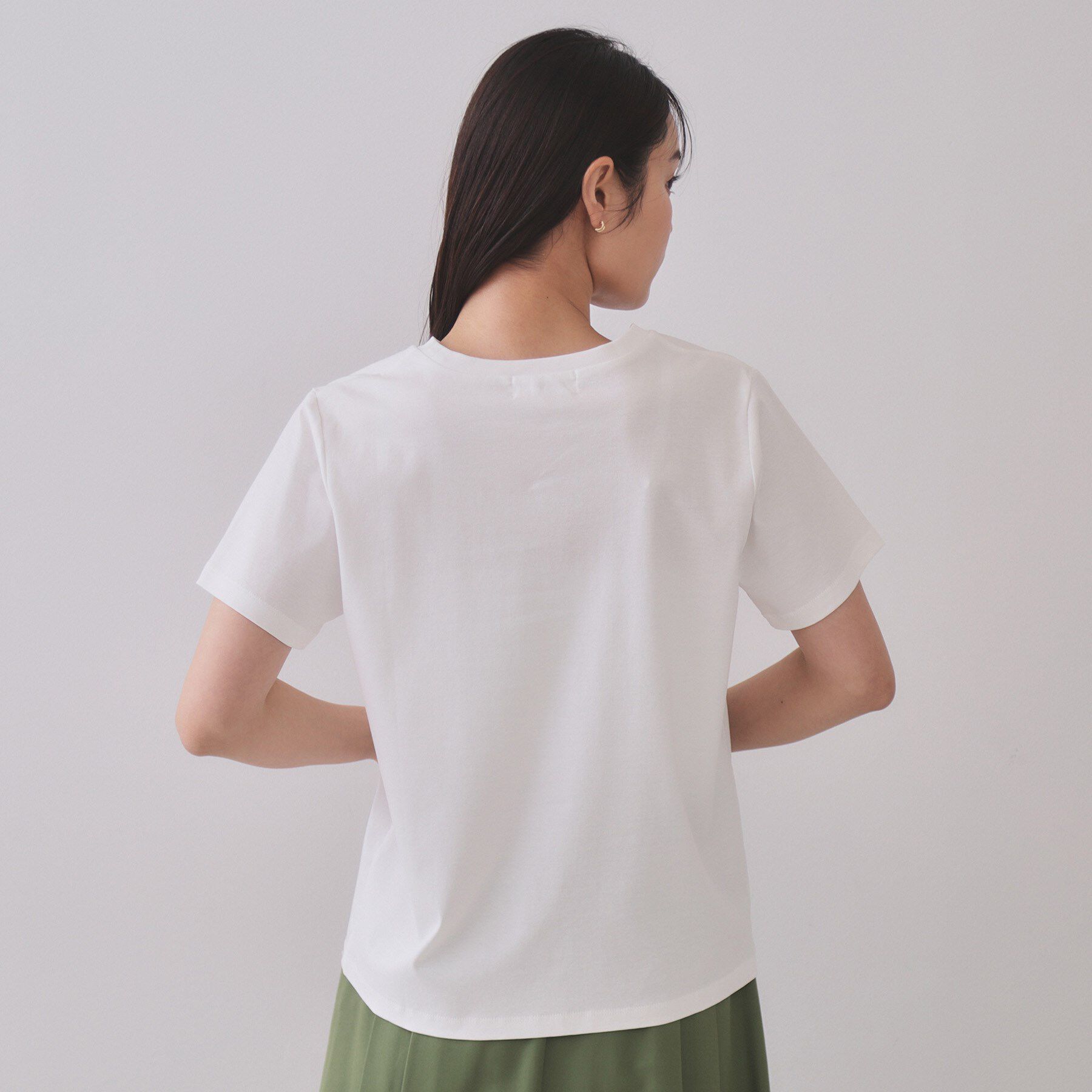 OPAQUE.CLIP「刺繍＆スパンコールロゴTシャツ【洗濯機洗い可】」|Tシャツ・カットソー|