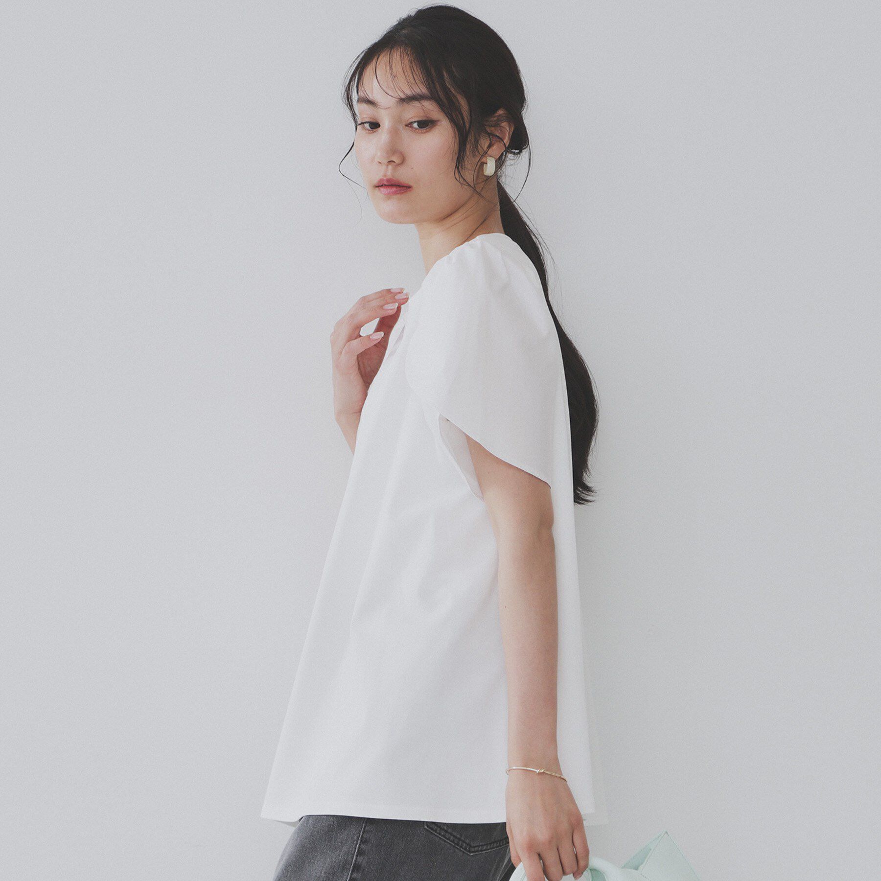 OPAQUE.CLIP「チューリップスリーブドッキングカットソー【洗濯機洗い可/接触冷感】」|Tシャツ・カットソー|