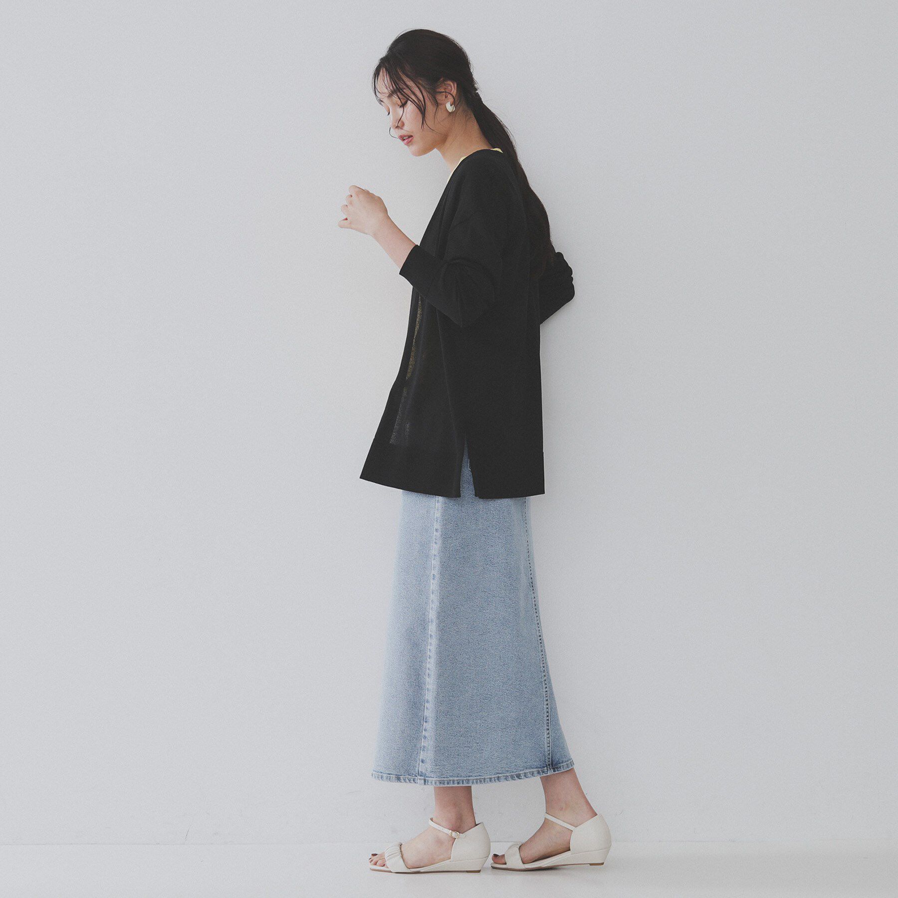 OPAQUE.CLIP「ミドル丈ニットカーディガン【抗ピル/洗濯機洗い可/接触冷感】」|カーディガン|