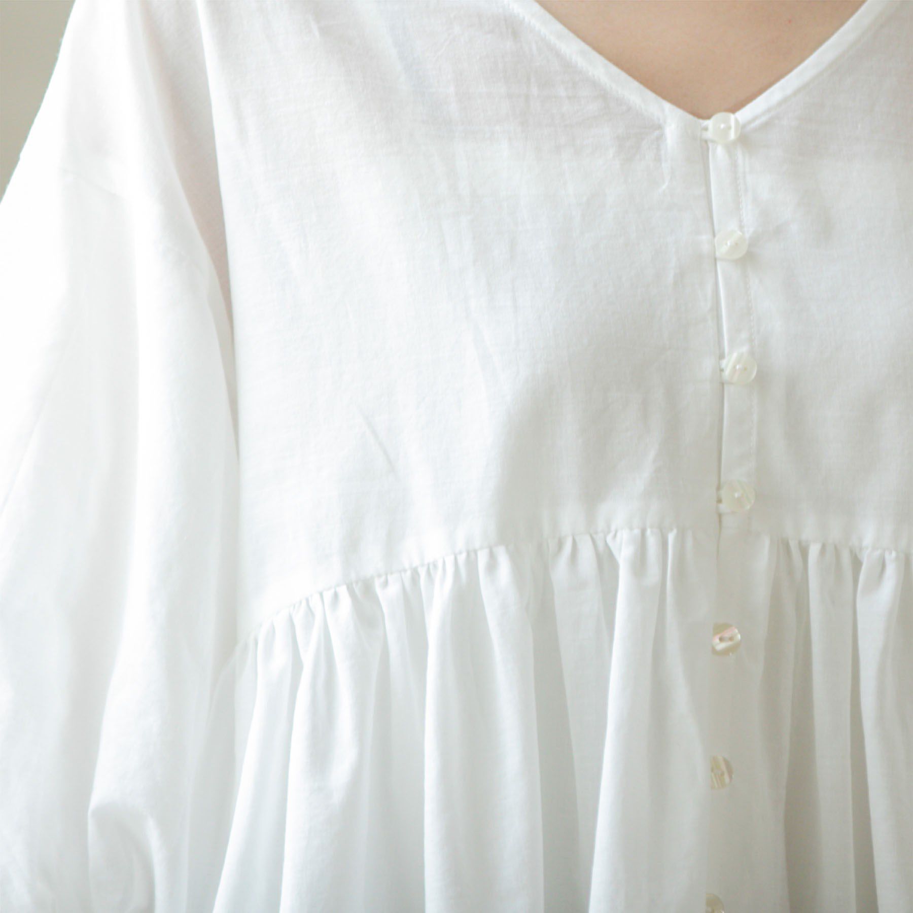 OPAQUE.CLIP「バルーン袖スカラップ刺繍レースチュニック」|シャツ・ブラウス|