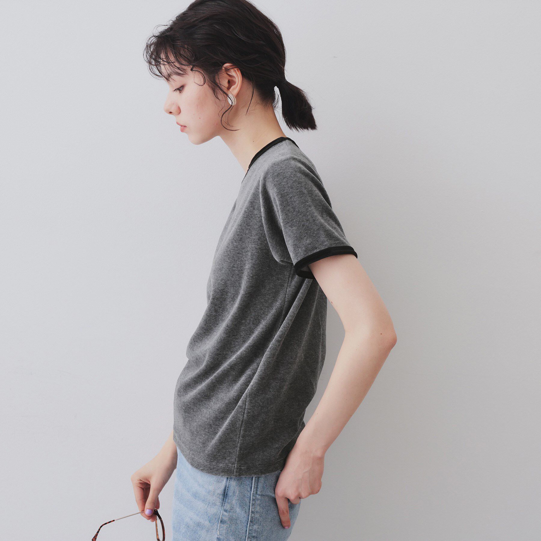 OPAQUE.CLIP「ベロアTシャツ【洗濯機洗い可】」|Tシャツ・カットソー|