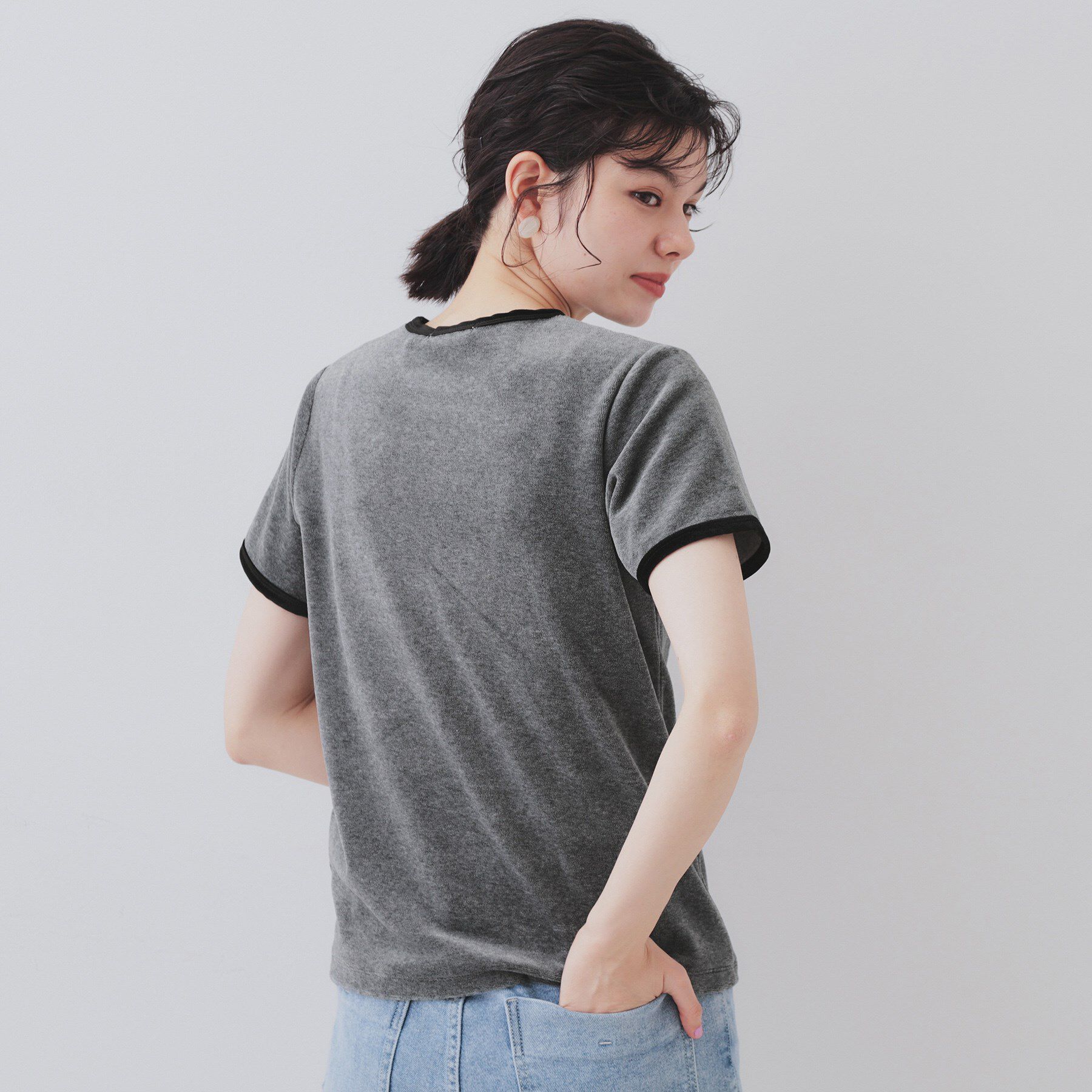 OPAQUE.CLIP「ベロアTシャツ【洗濯機洗い可】」|Tシャツ・カットソー|