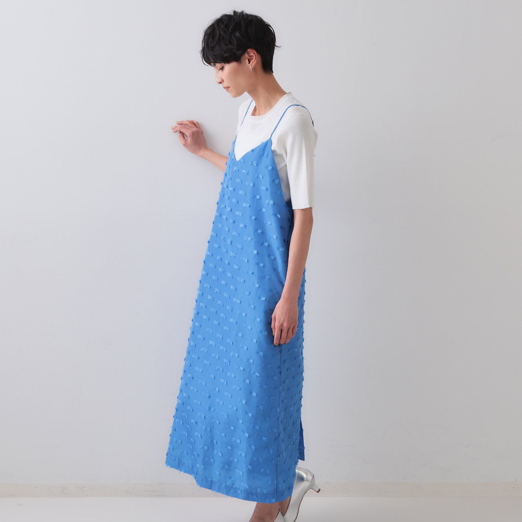 OPAQUE.CLIP「リボンジャカードキャミワンピース【洗濯機洗い可】」|ワンピース|