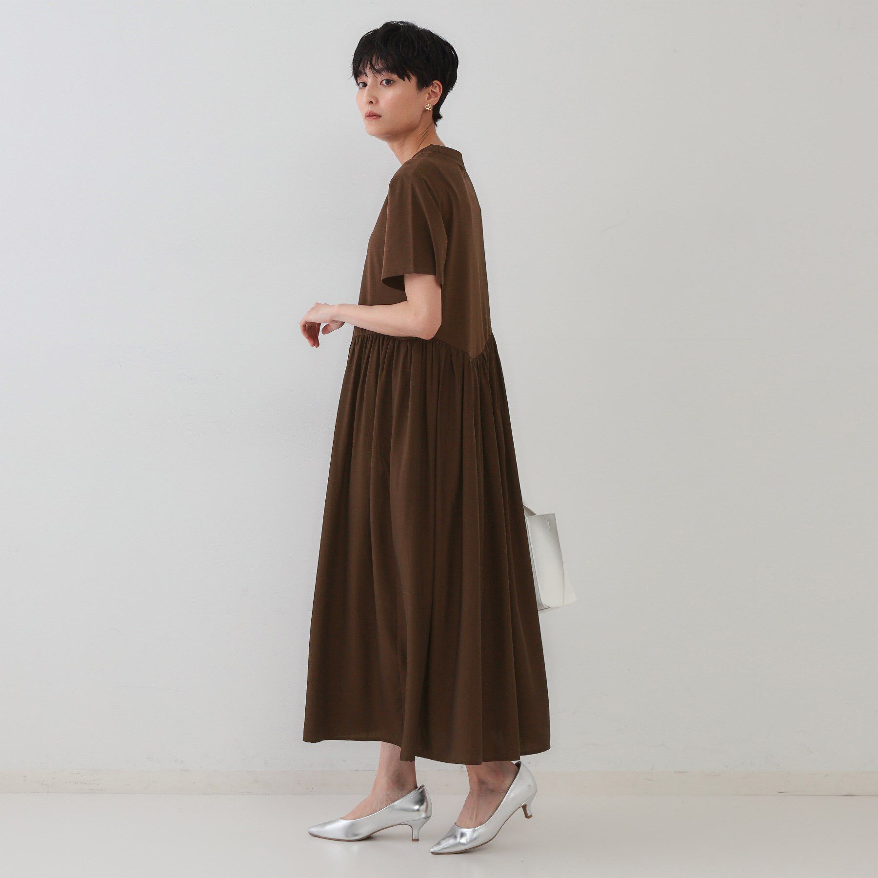 OPAQUE.CLIP「アシメドッキングフレアワンピース【洗濯機洗い可】」|ワンピース|