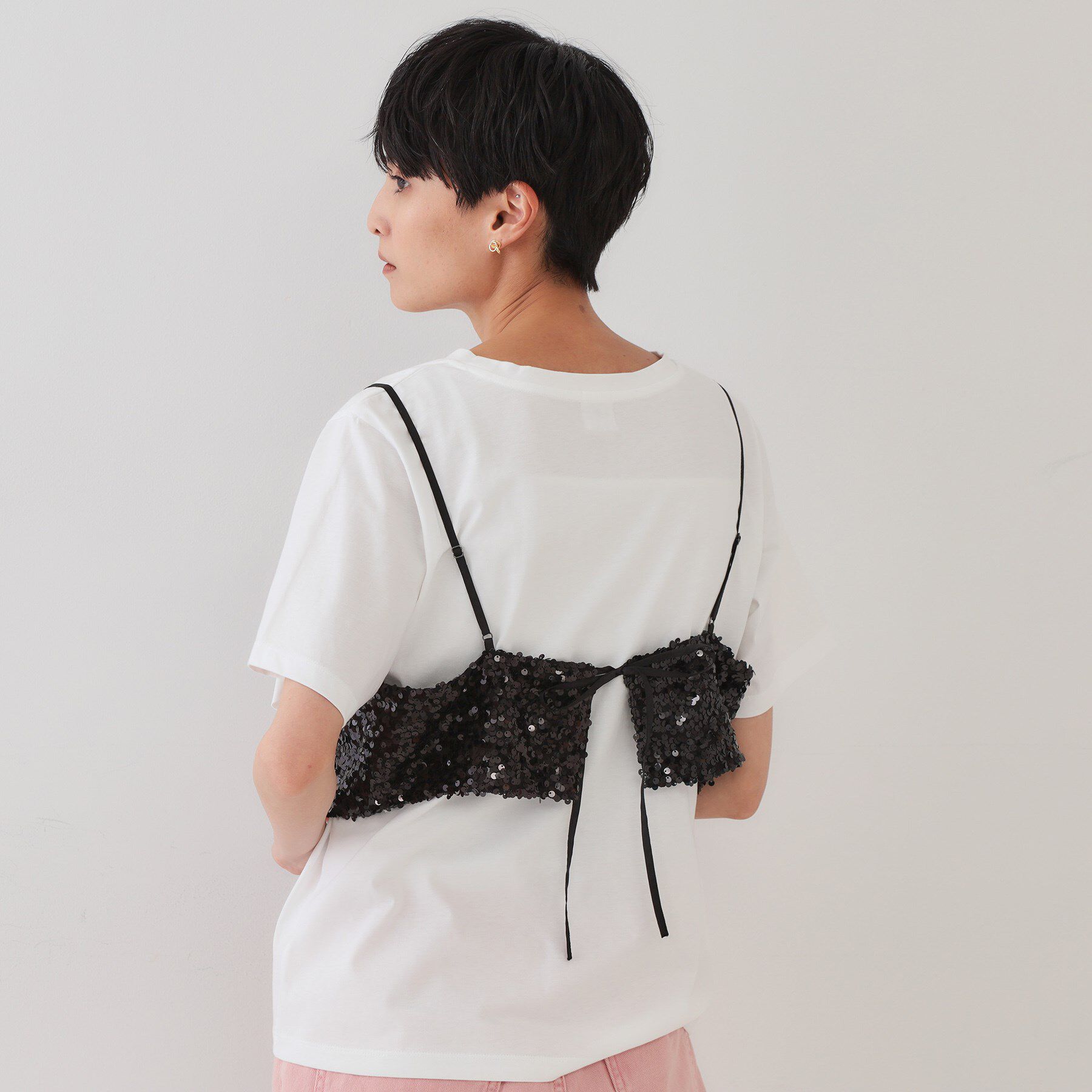 OPAQUE.CLIP「《ツインセット》スパンコールキャミ&times;Tシャツ【洗濯機洗い可】」|その他|