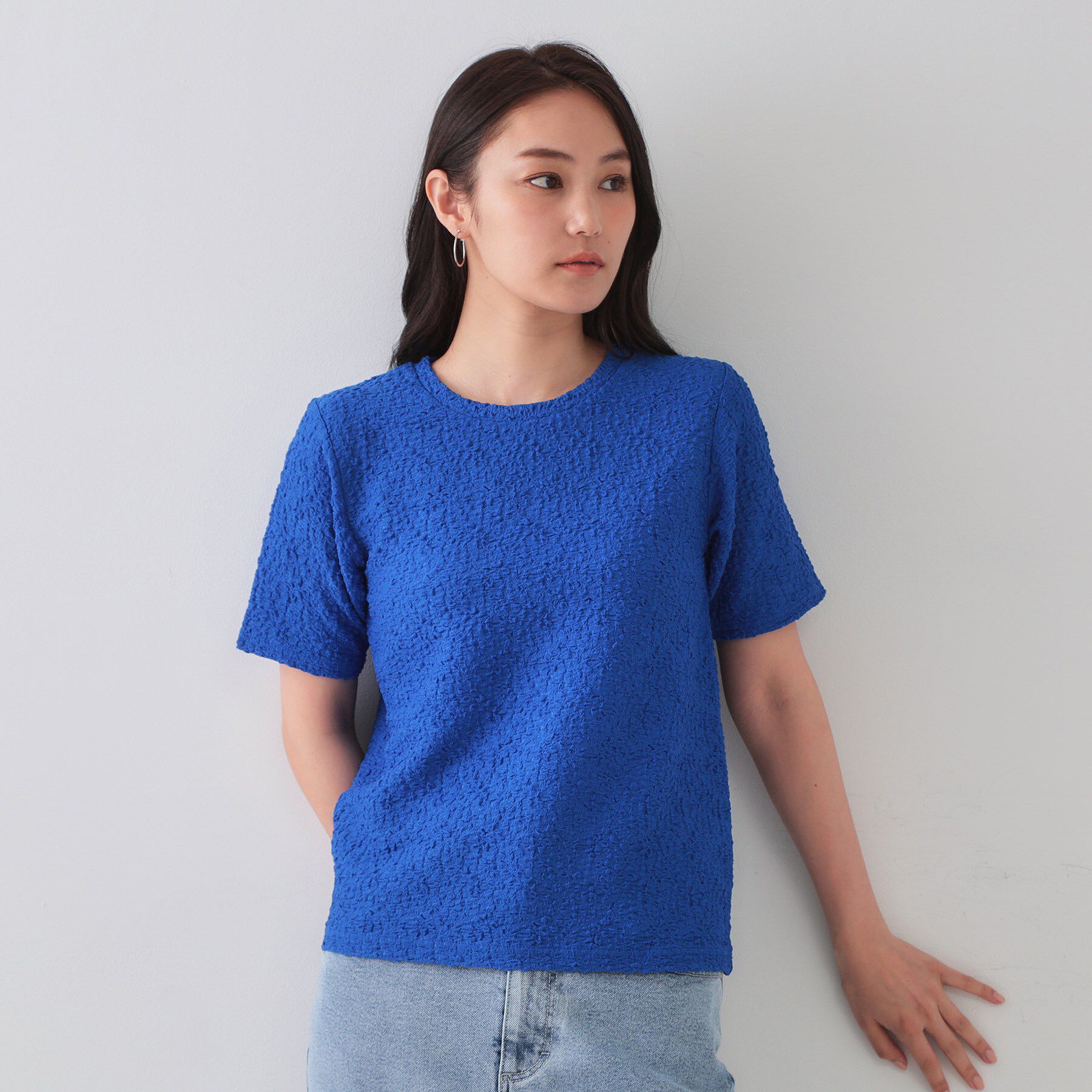 OPAQUE.CLIP「ふくれジャカードショートカットソー【洗濯機洗い可】」|Tシャツ・カットソー|