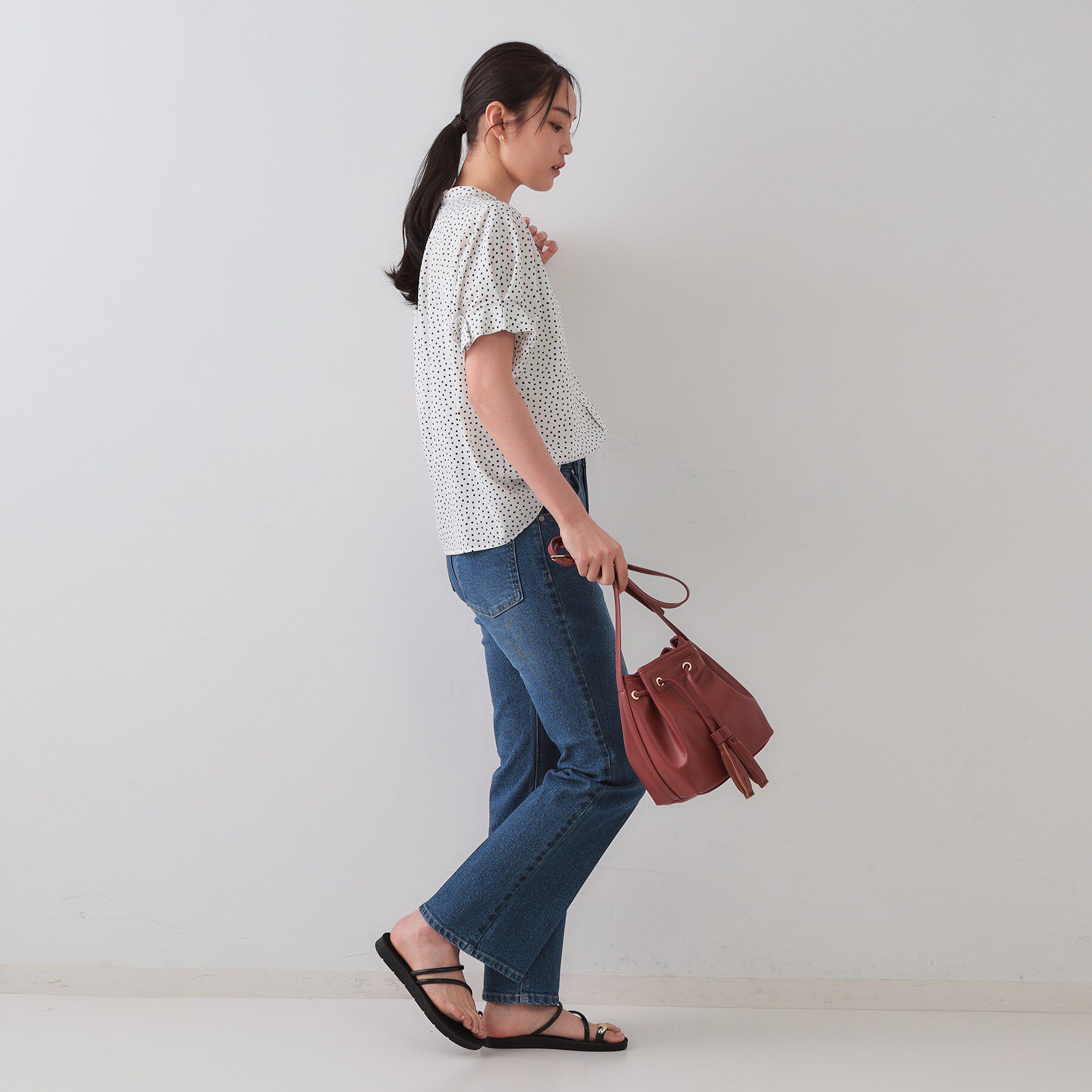 OPAQUE.CLIP「幾何柄アソート タックドルマンスリーブブラウス【洗濯機洗い可】」|シャツ・ブラウス|