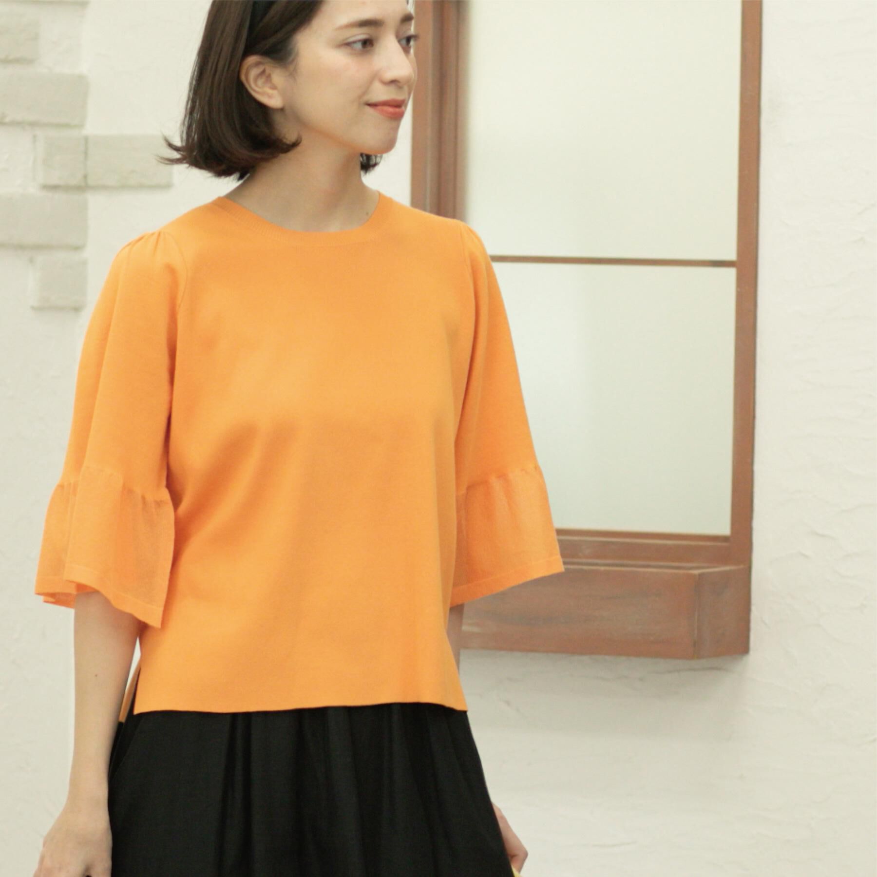 OPAQUE.CLIP「《5色展開》シアーフレアスリーブニット【洗濯機洗い可】」|ニット・セーター|