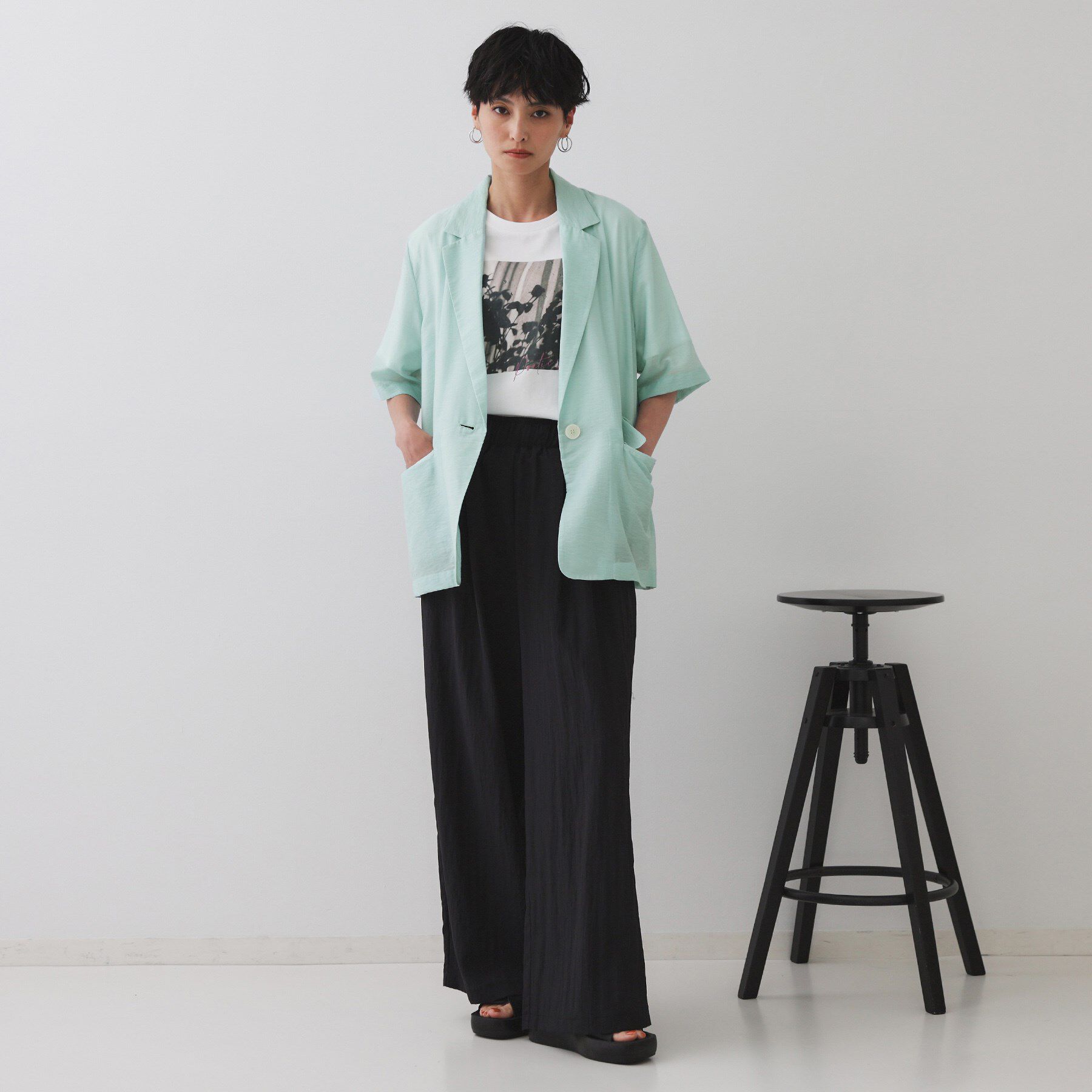 OPAQUE.CLIP「シアーハーフスリーブテーラードジャケット【洗える】」|テーラードジャケット|