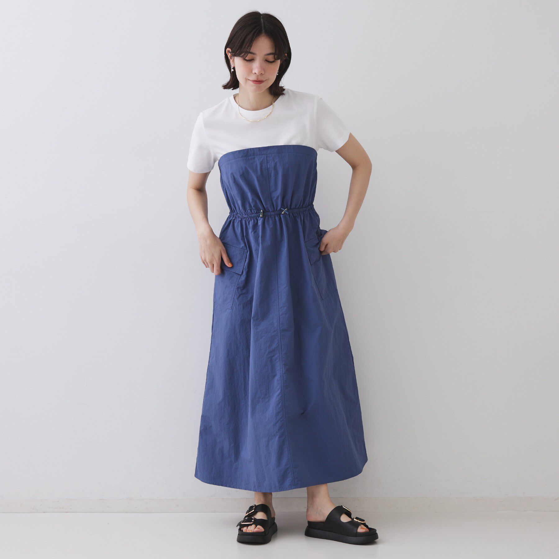 OPAQUE.CLIP「ドッキングワンピース【洗濯機洗い可】」|ワンピース|