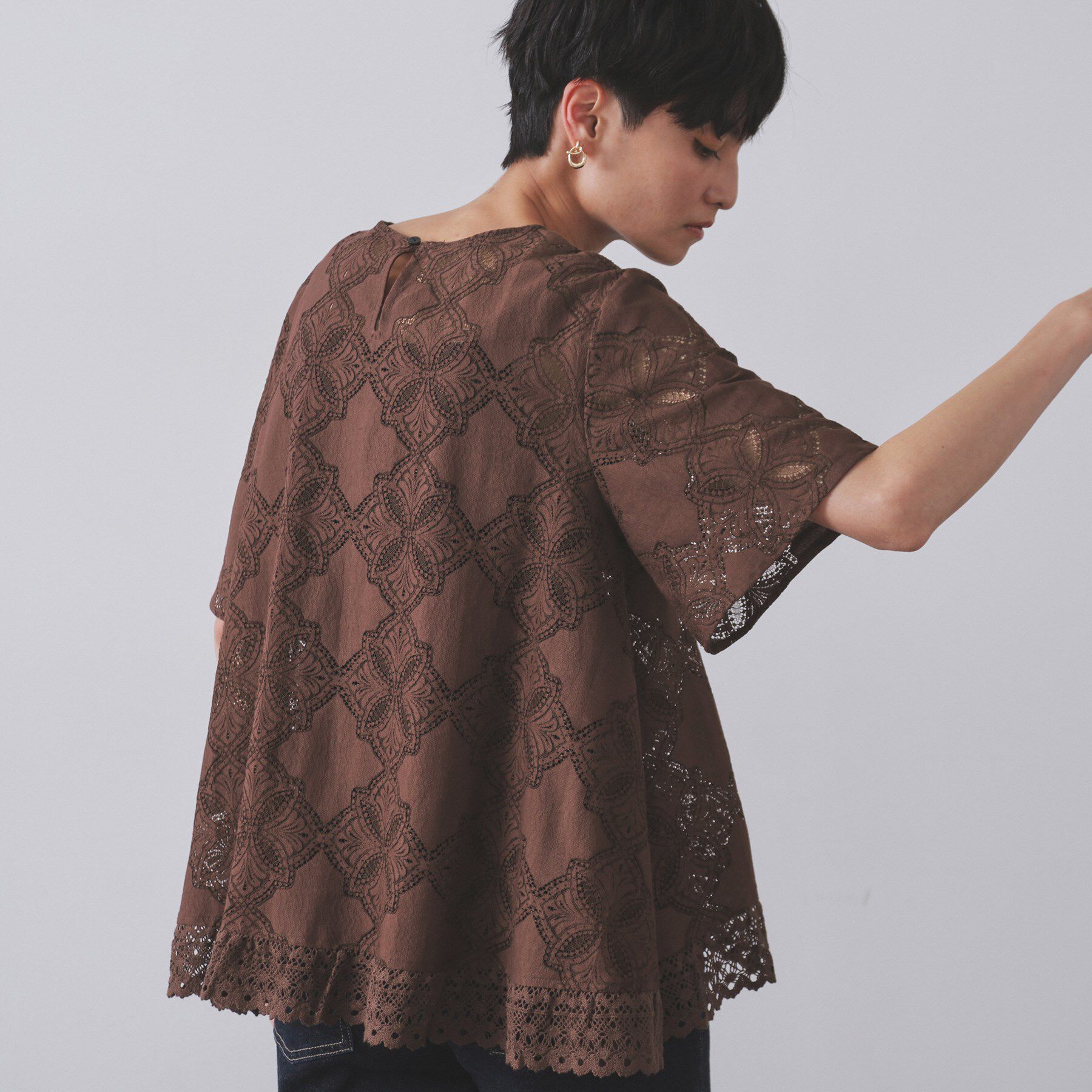 OPAQUE.CLIP「レースフレアブラウス【洗濯機洗い可】」|シャツ・ブラウス|