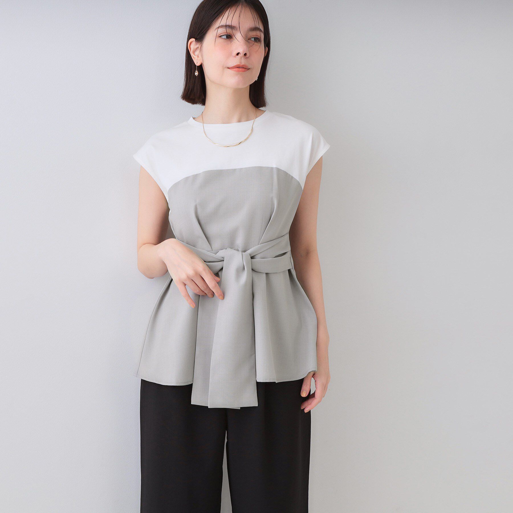 OPAQUE.CLIP「ビスチェドッキングカットソー【洗濯機洗い可】」|Tシャツ・カットソー|