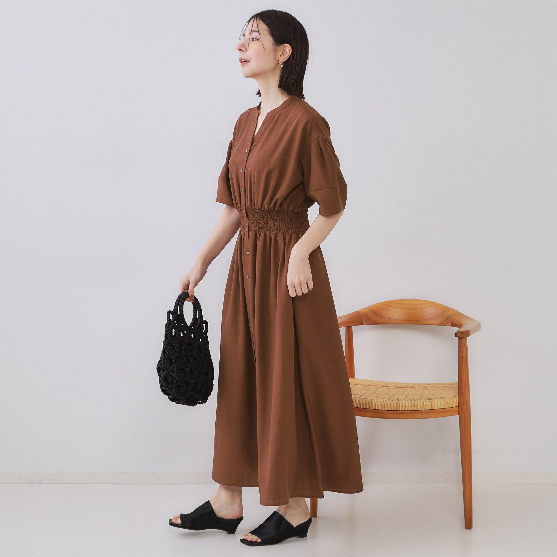 OPAQUE.CLIP「リネンライクスキッパーフィット＆フレアワンピース【洗濯機洗い可】」|ワンピース|