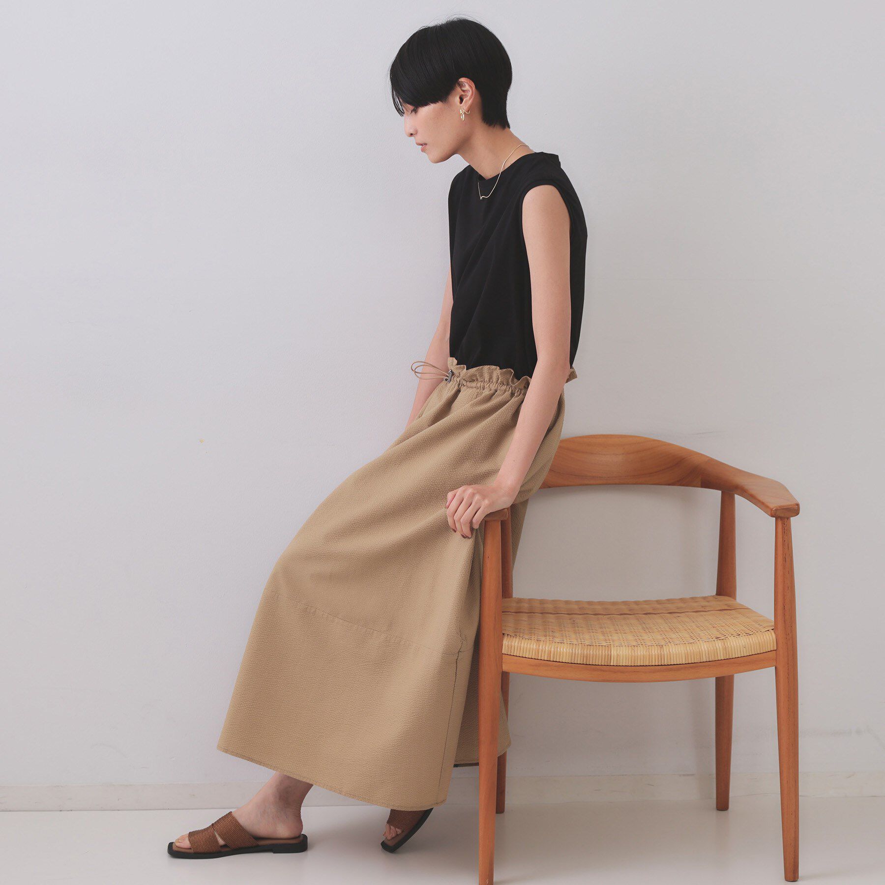 OPAQUE.CLIP「配色サッカードッキングワンピース【洗濯機洗い可】」|ワンピース|