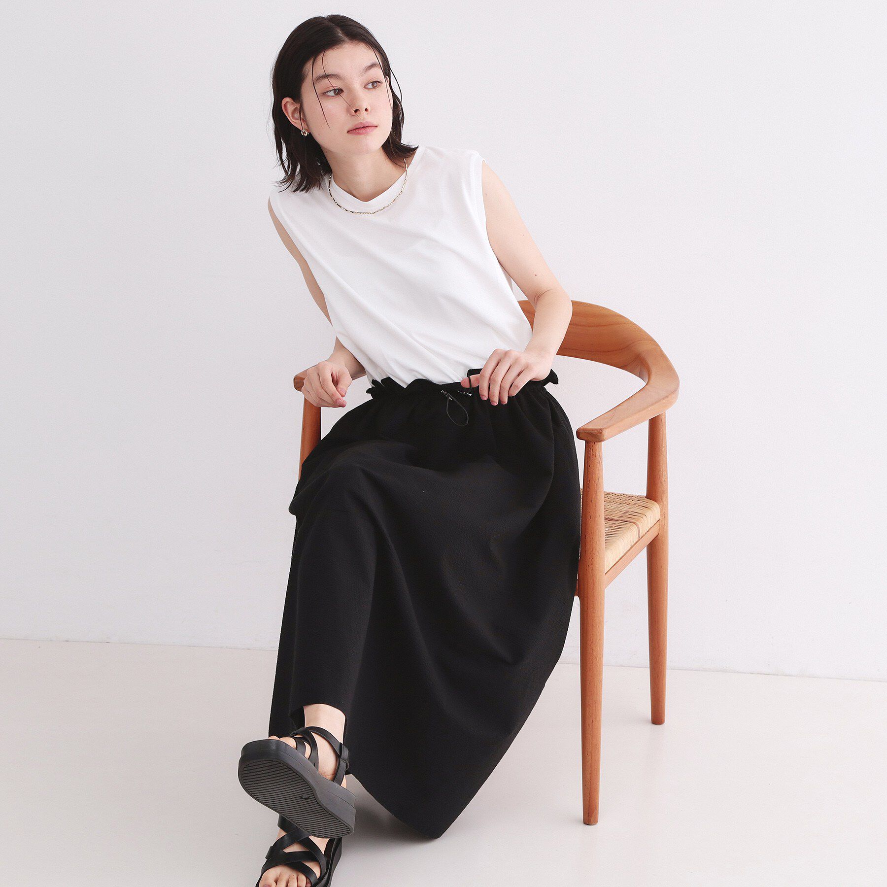 OPAQUE.CLIP「配色サッカードッキングワンピース【洗濯機洗い可】」|ワンピース|