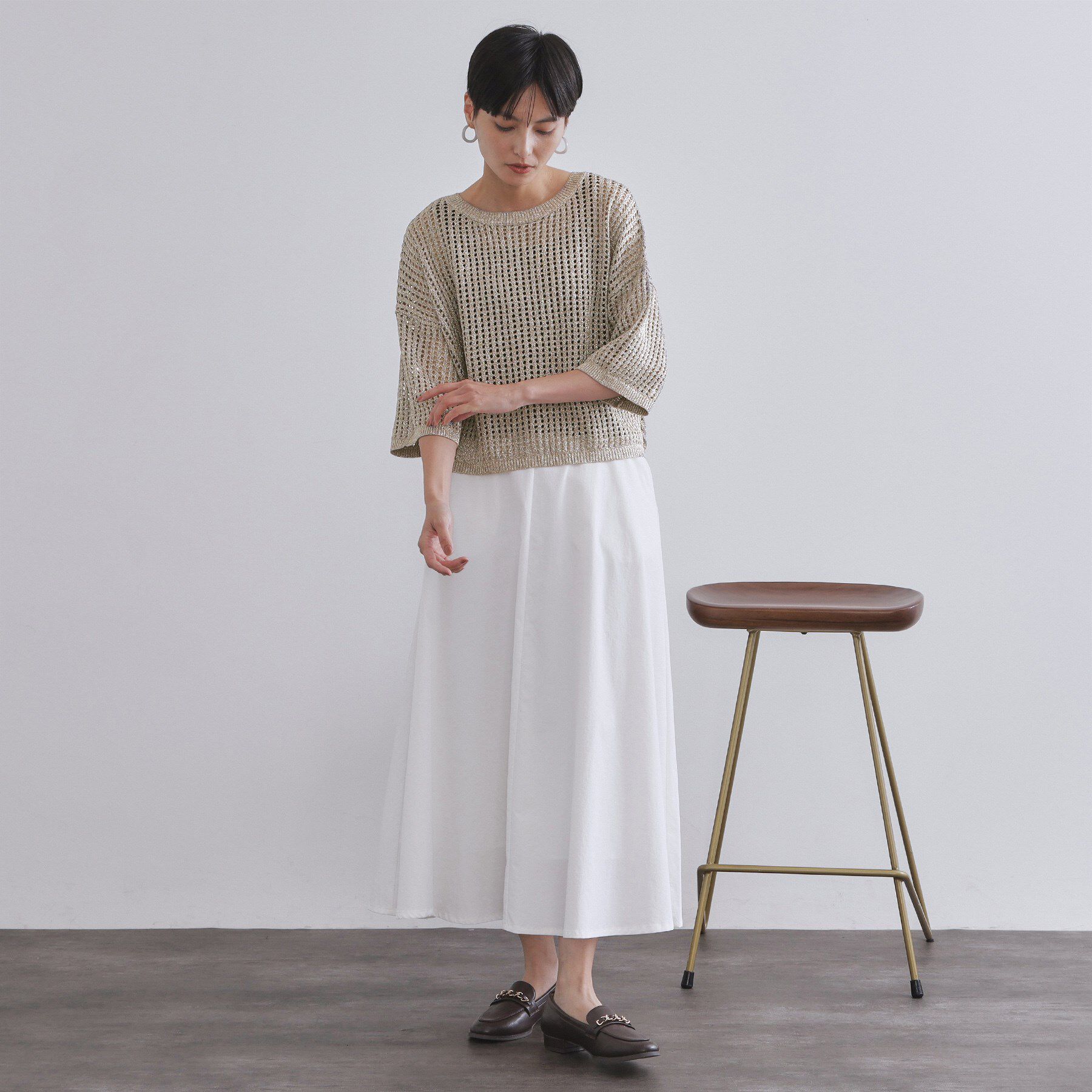 OPAQUE.CLIP「2WAY ラメメッシュニット【洗濯機洗い可/抗ピル】」|ニット・セーター|