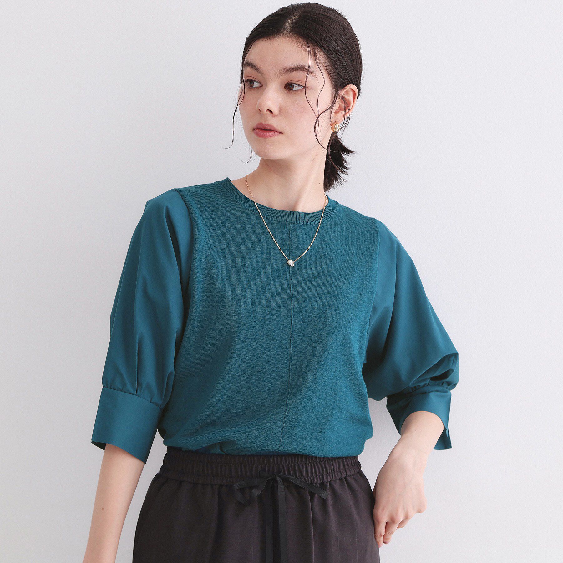 OPAQUE.CLIP「ドッキングスリーブニット【洗濯機洗い可/抗ピル】」|ニット・セーター|