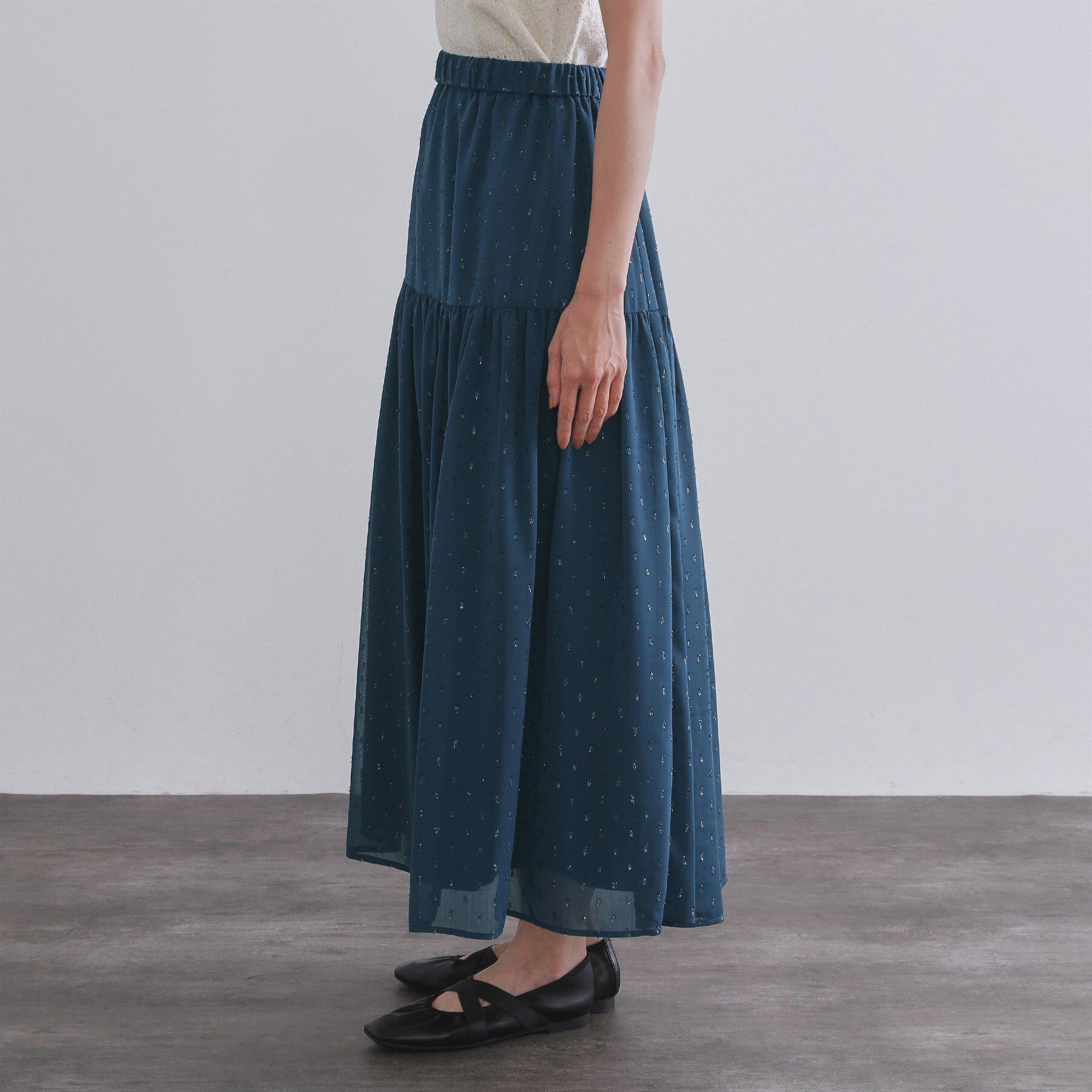 OPAQUE.CLIP「ラメドットイージーティアードスカート【洗濯機洗い可】」|スカート|