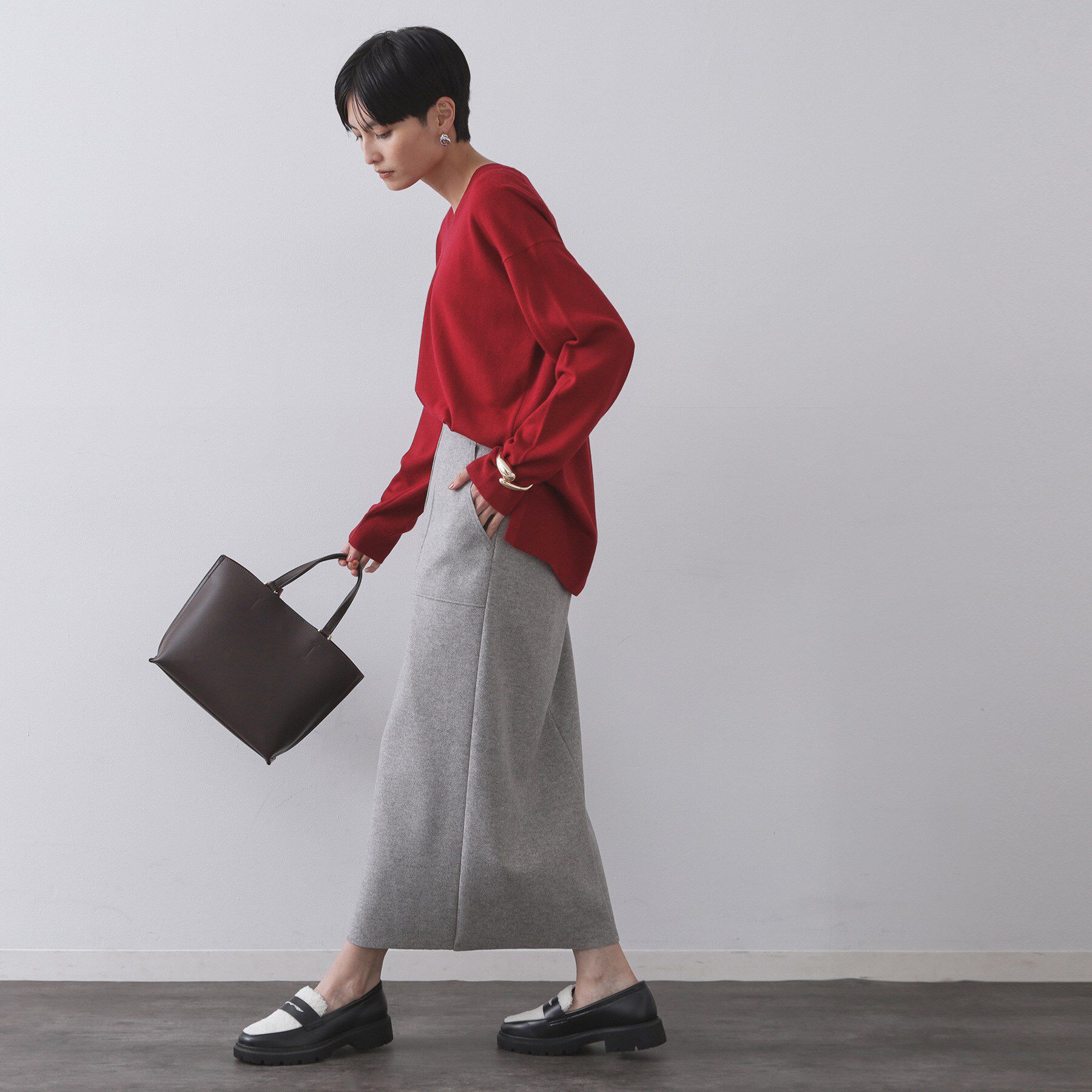 OPAQUE.CLIP「Vネックニット/エクストラファインメリノウール【THEシリーズ/洗濯機OK】」|ニット・セーター|