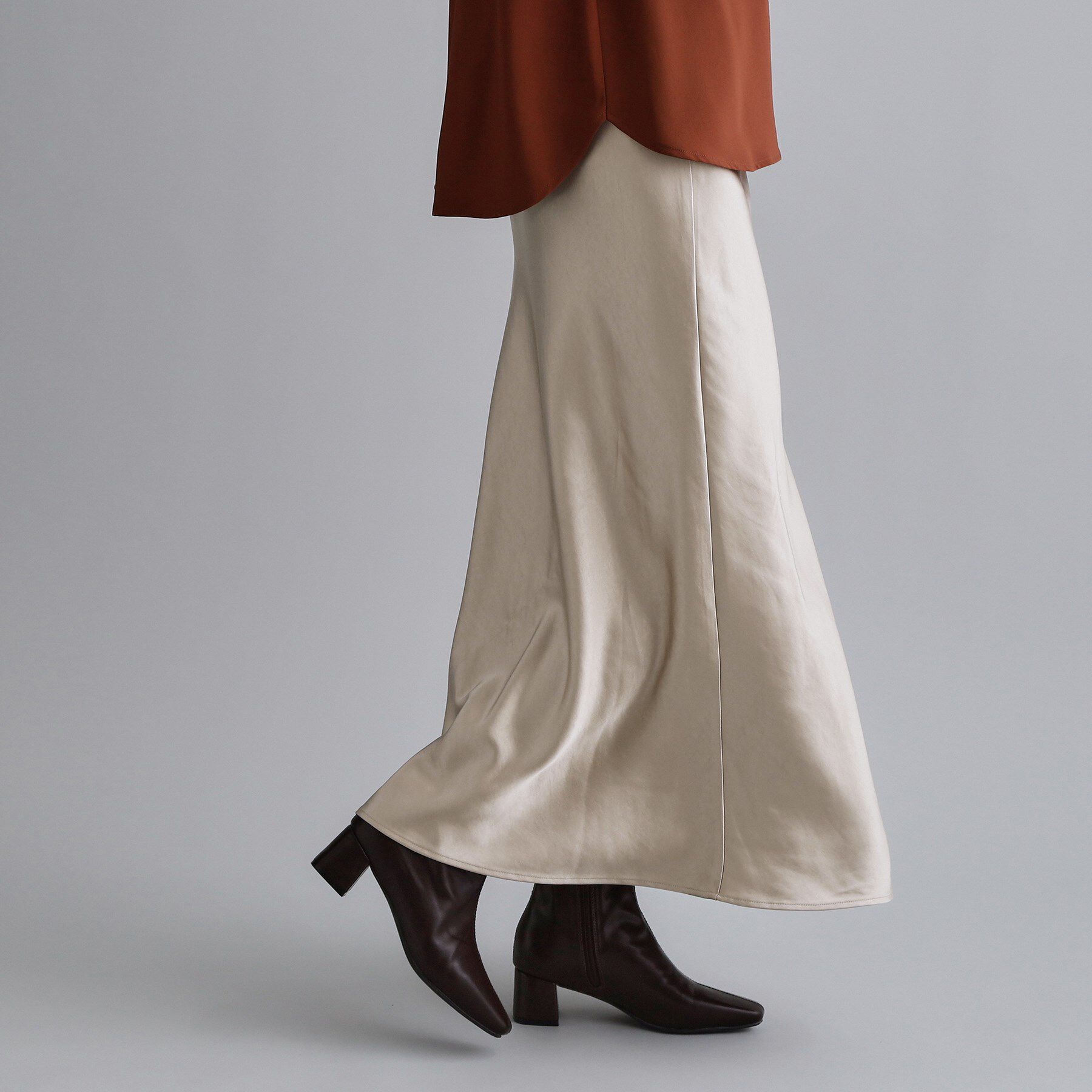 OPAQUE.CLIP「【es】サテンナローイージーロングスカート【洗濯機OK】」|スカート|