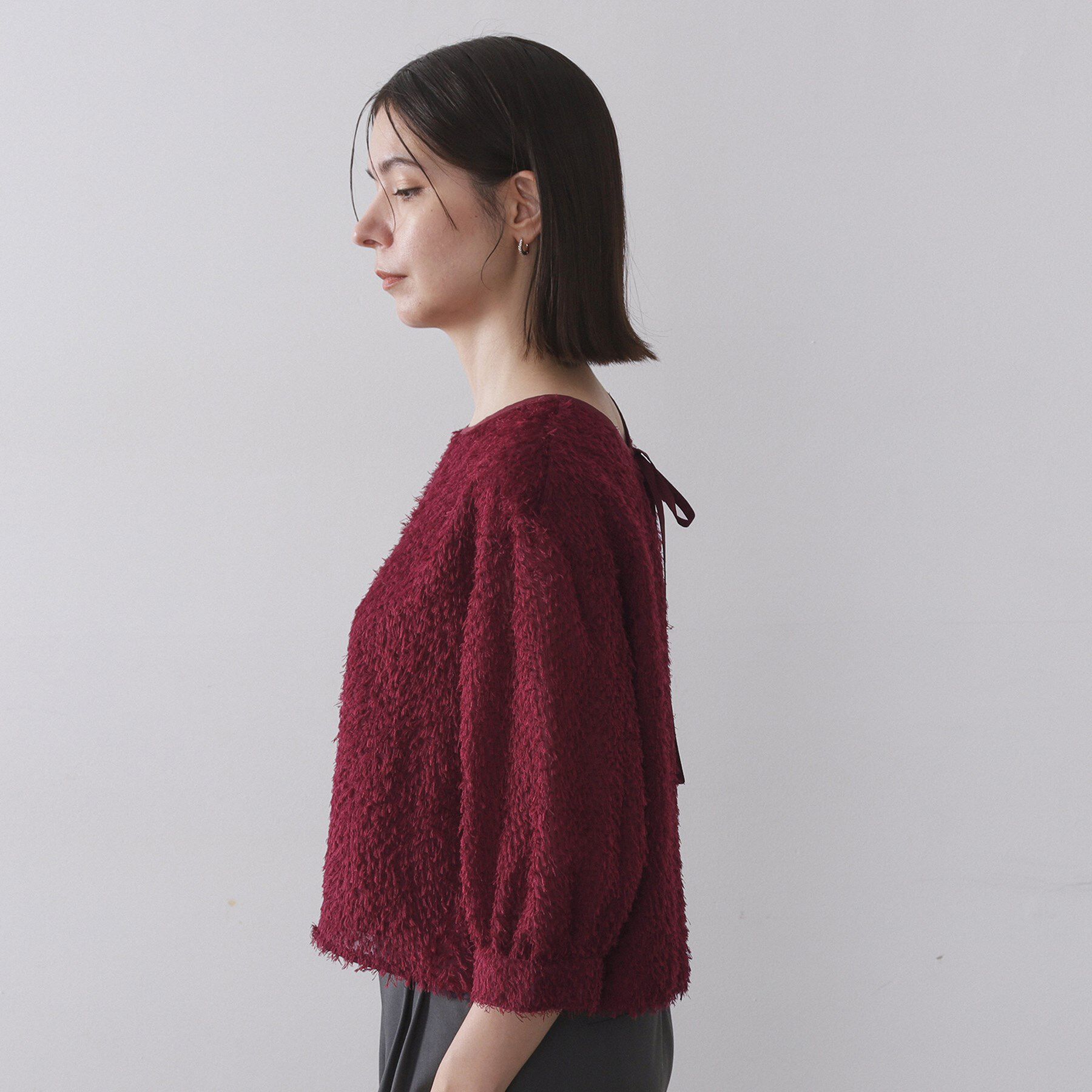 OPAQUE.CLIP「前後2WAY　シアーフリンジジャカードブラウス【洗濯機OK】」|シャツ・ブラウス|