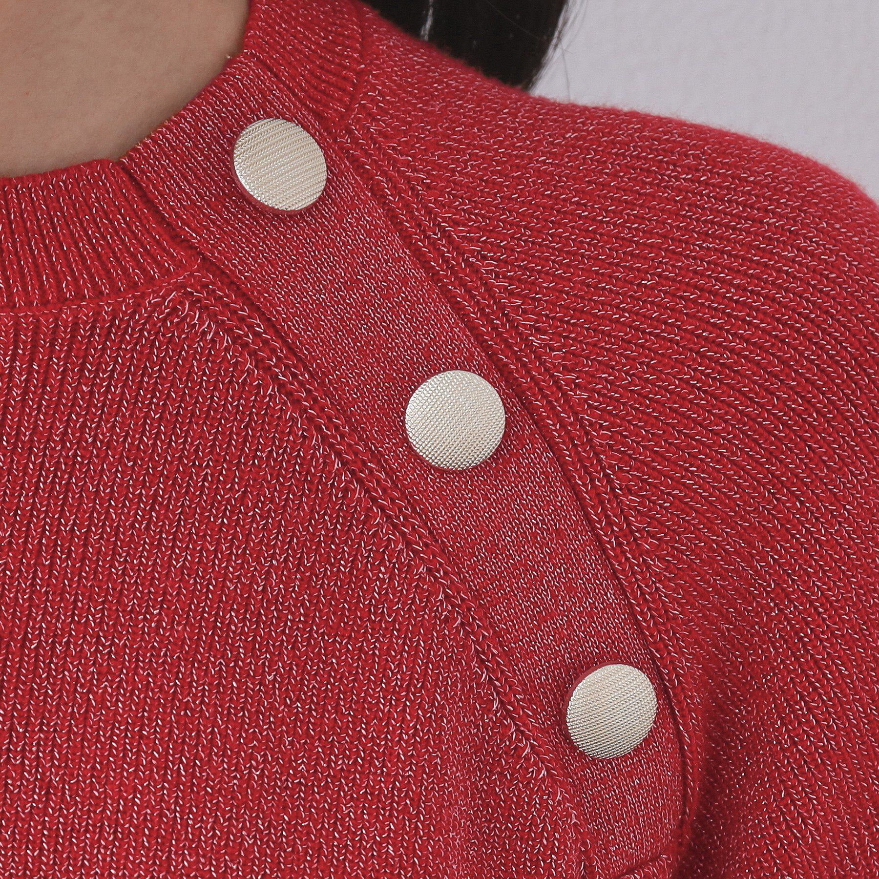 OPAQUE.CLIP「ボタンデザインラメニット【洗濯機OK】」|ニット・セーター|