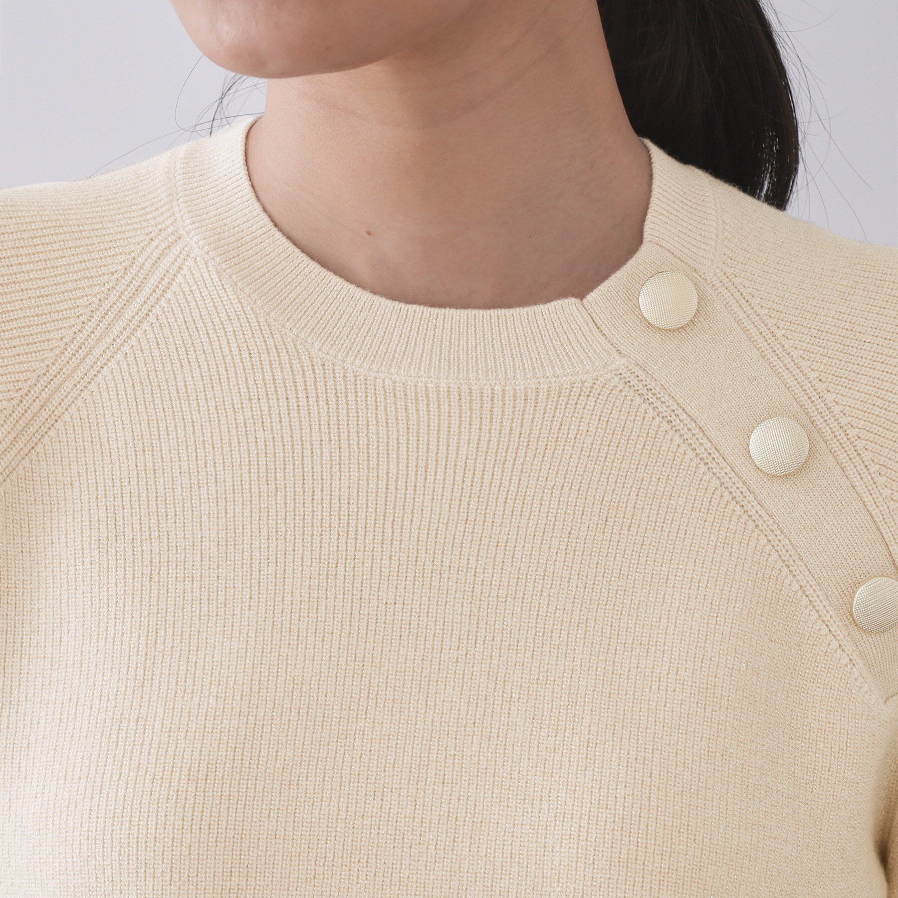 OPAQUE.CLIP「ボタンデザインラメニット【洗濯機OK】」|ニット・セーター|