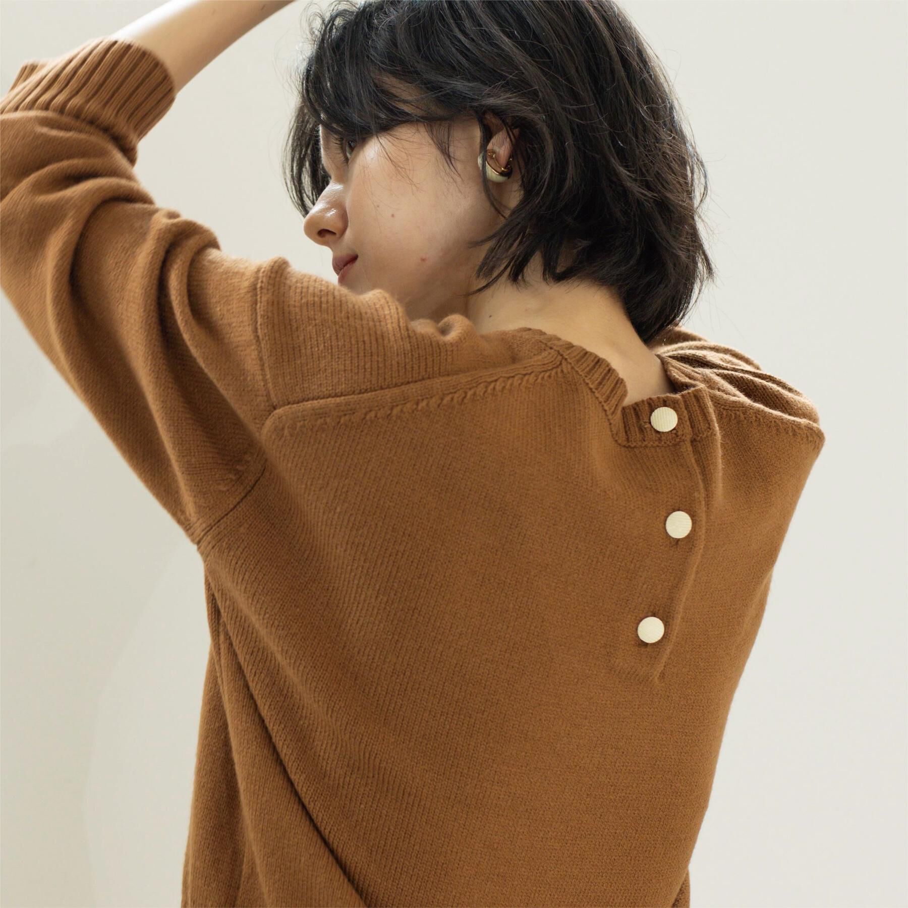 OPAQUE.CLIP「バックボタンリラクシーニット【洗濯機OK】」|ニット・セーター|