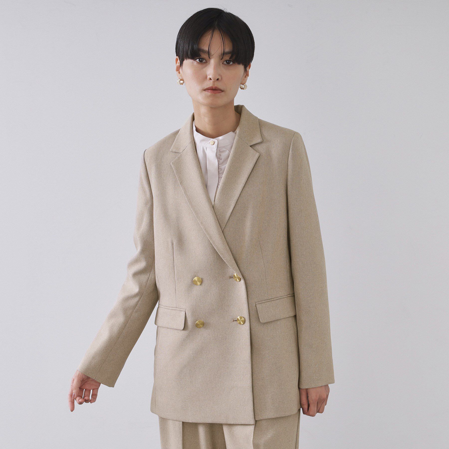 OPAQUE.CLIP「ストレッチダブルブレストテーラードジャケット/セットアップ対応可【洗濯機OK】」|テーラードジャケット|