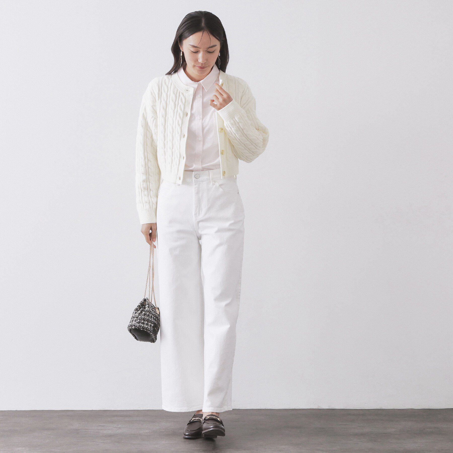 OPAQUE.CLIP「ケーブルミドルゲージニットカーディガン【洗濯機OK】」|カーディガン|