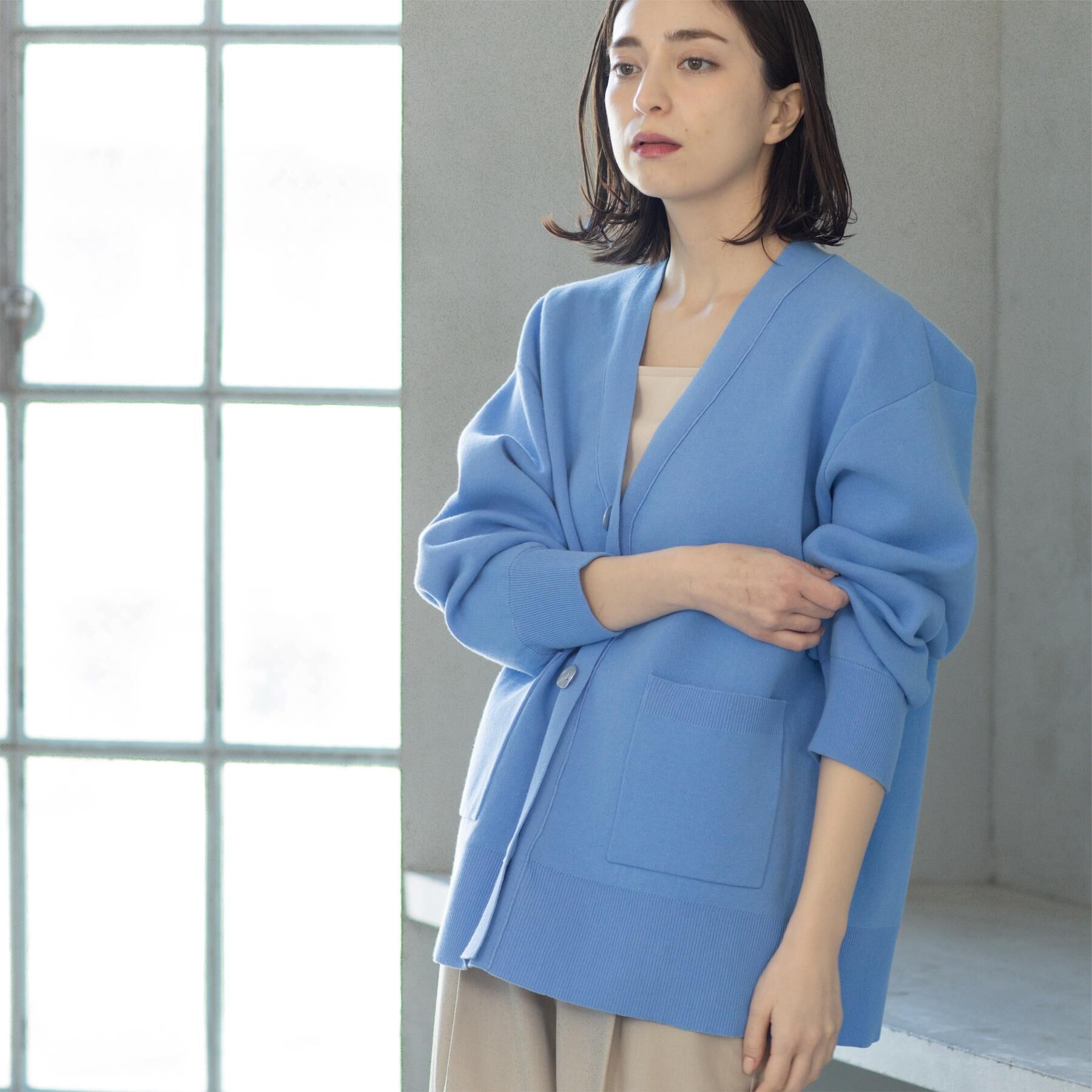 OPAQUE.CLIP「Vネックミドルニットカーディガン【洗濯機OK】」|カーディガン|