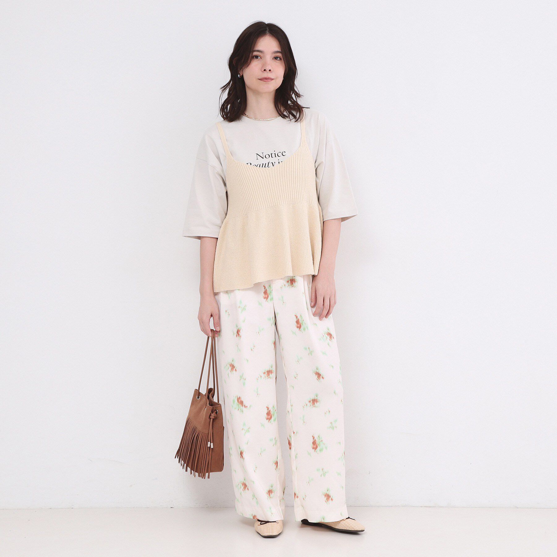 OPAQUE.CLIP「ニットペプラムキャミソール【洗濯機OK】」|キャミソール|