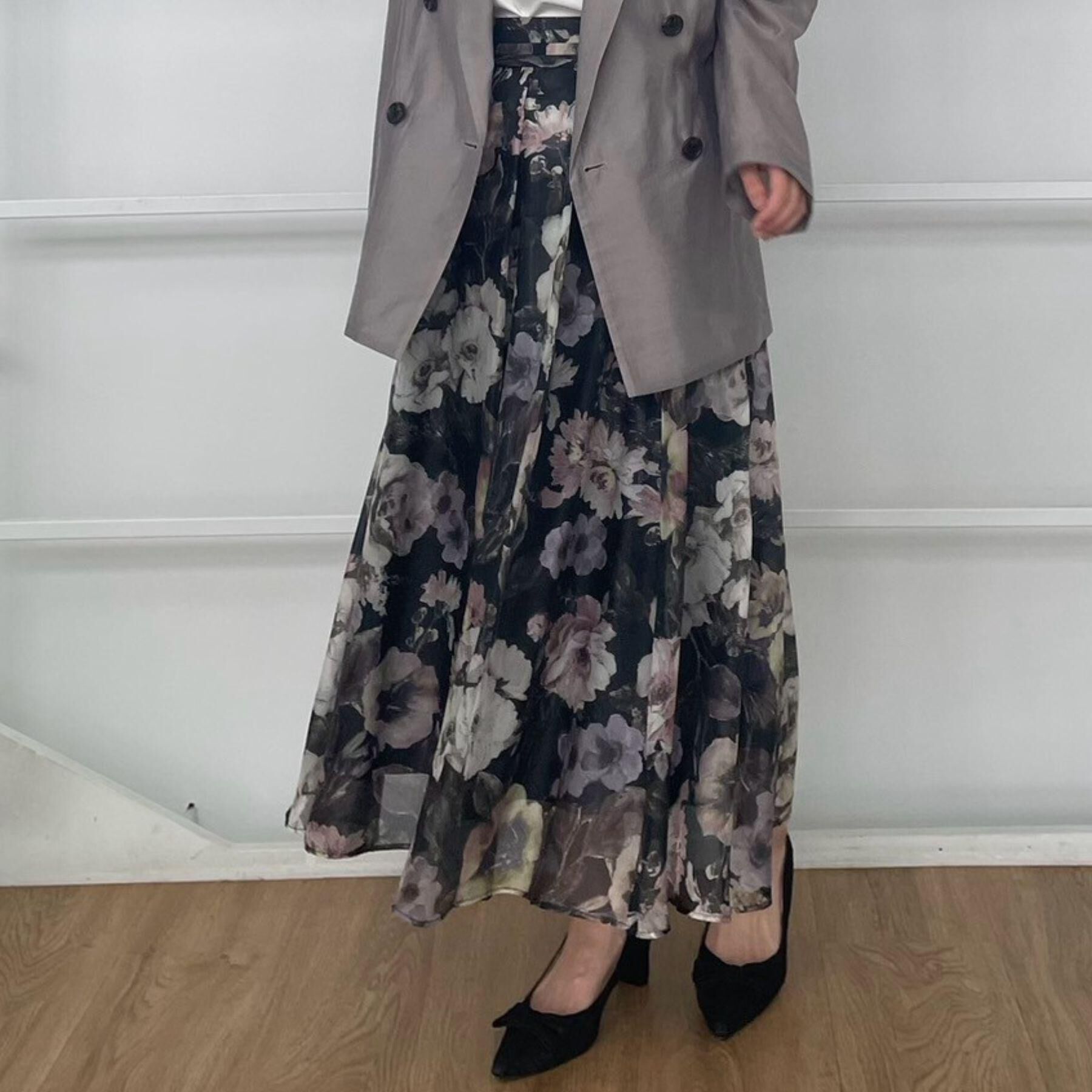 Couture broach「【一枚で着映える・華やか・上品】Summerオーガンフルールスカート」|スカート|