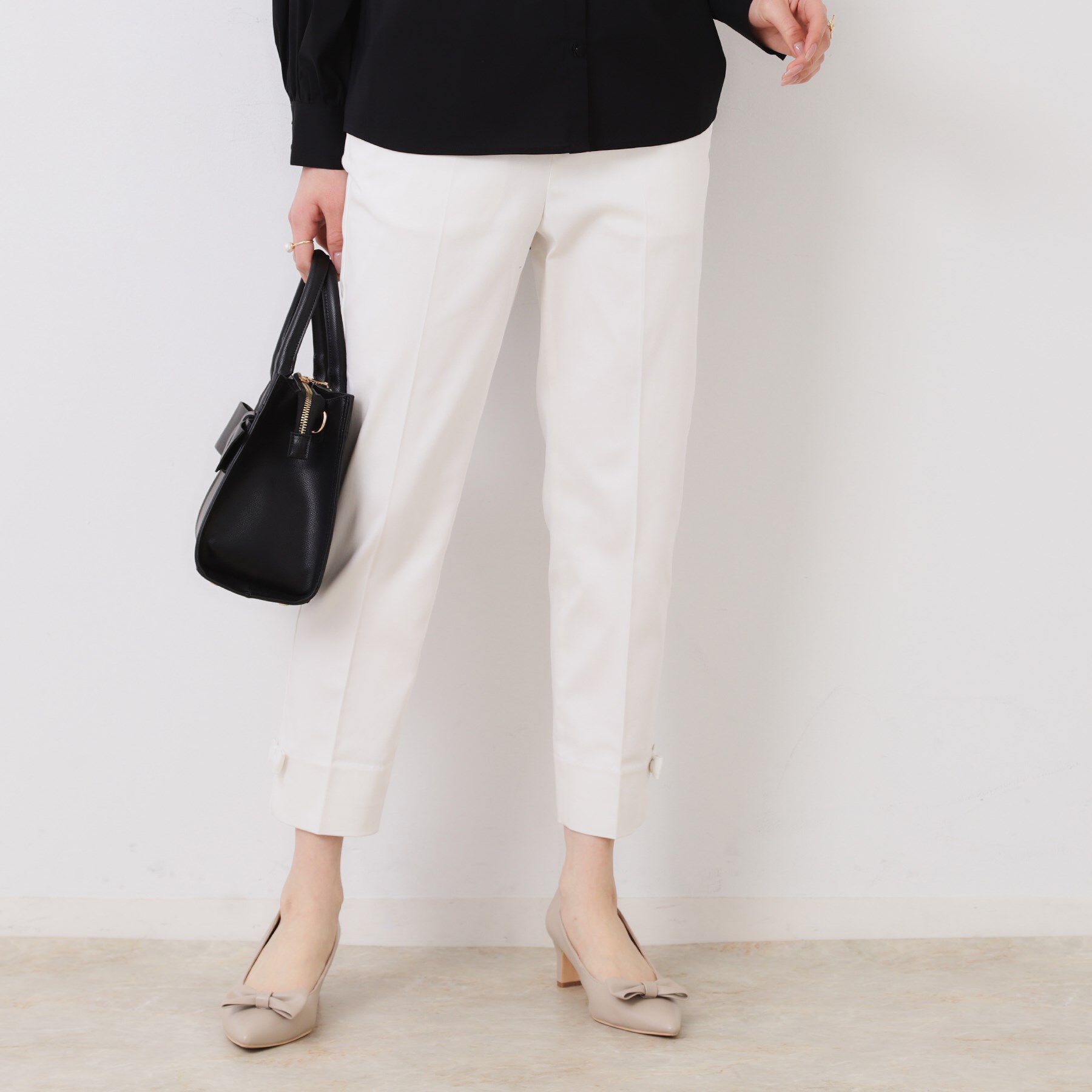 Couture broach「【スッキリ見え・美脚・通勤】リボンポイントサテストパンツ」|その他|