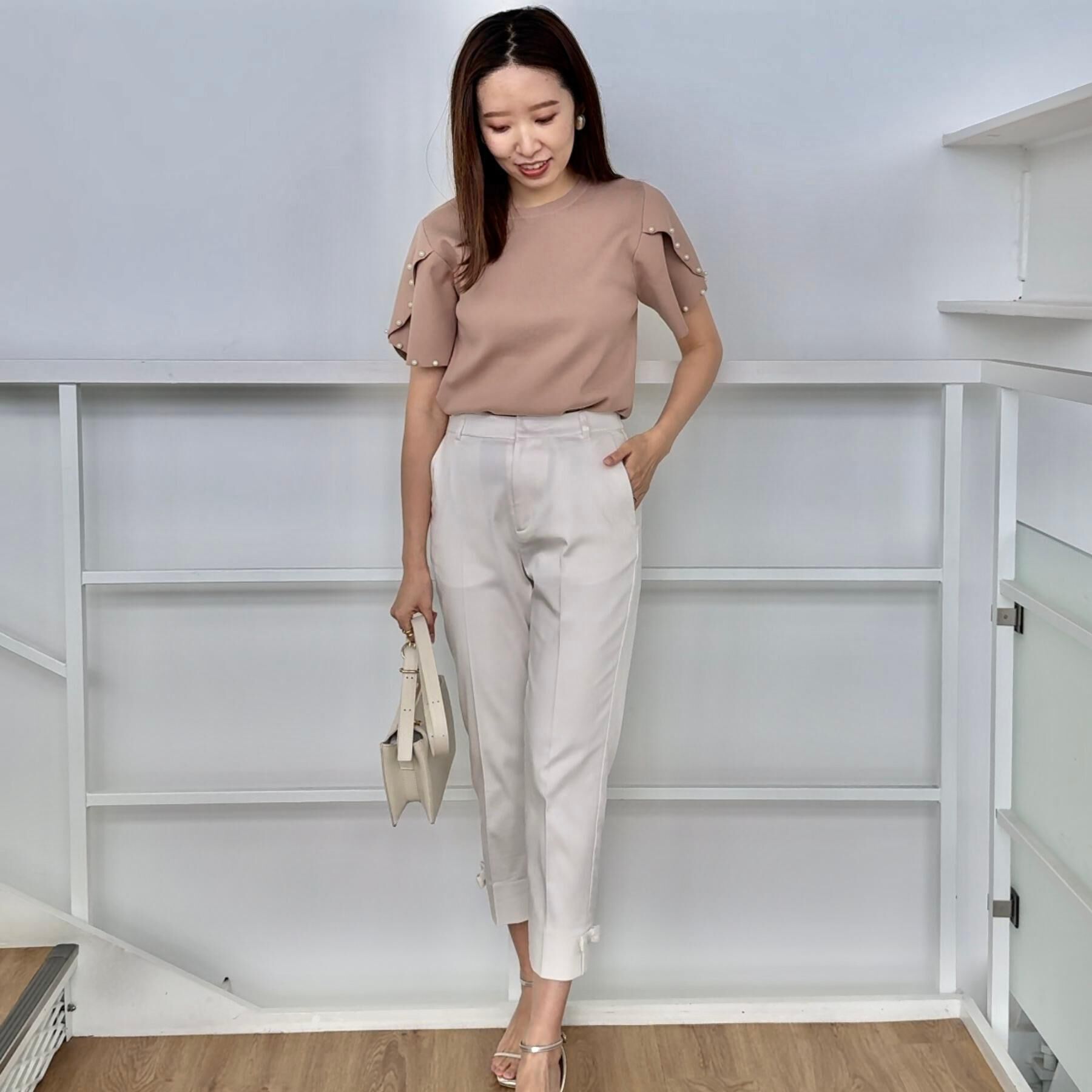 Couture broach「【スッキリ見え・美脚・通勤】リボンポイントサテストパンツ」|その他|