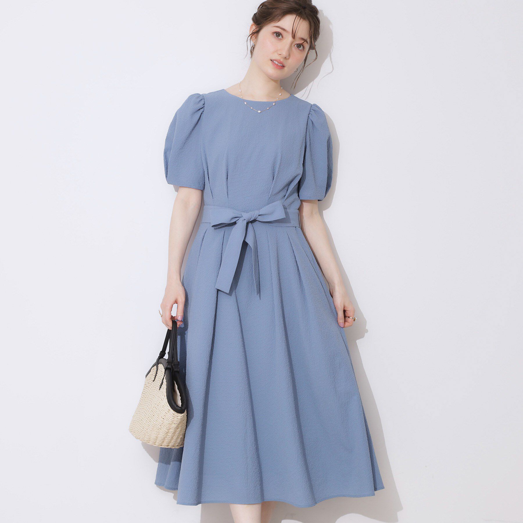 Couture broach「【細見え・キレイめ】サッカータックワンピース」|ワンピース|