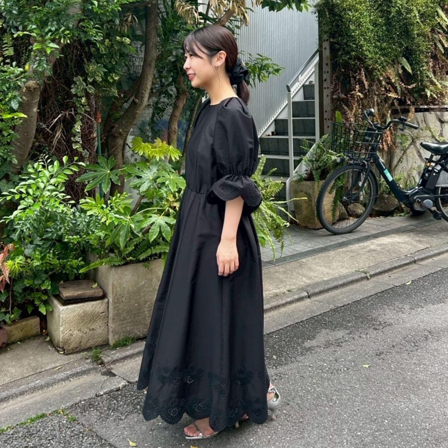 Couture broach「【きれいめ・二の腕カバー】エシカルコットン エンブロドルマンワンピース」|ワンピース|