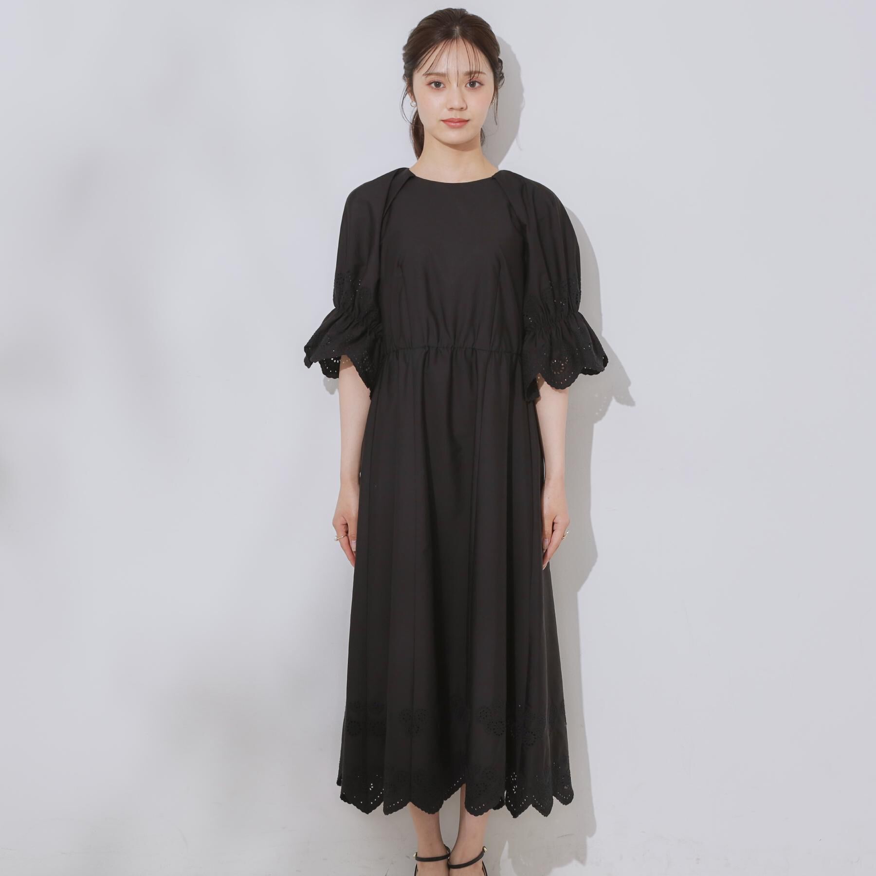 Couture broach「【きれいめ・二の腕カバー】エシカルコットン エンブロドルマンワンピース」|ワンピース|