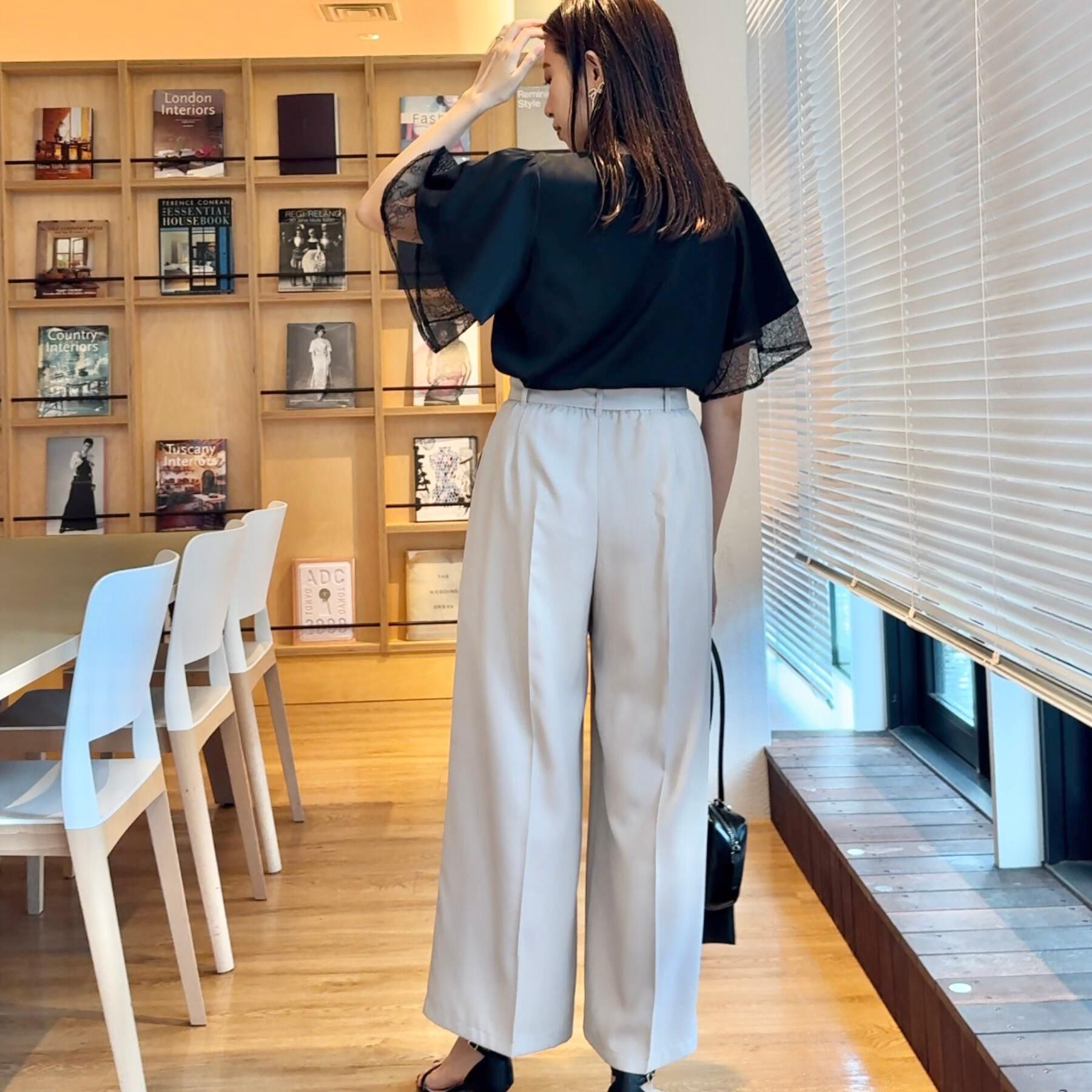 Couture broach「【美脚効果・通勤】リネンライク サス付きパンツ」|その他|