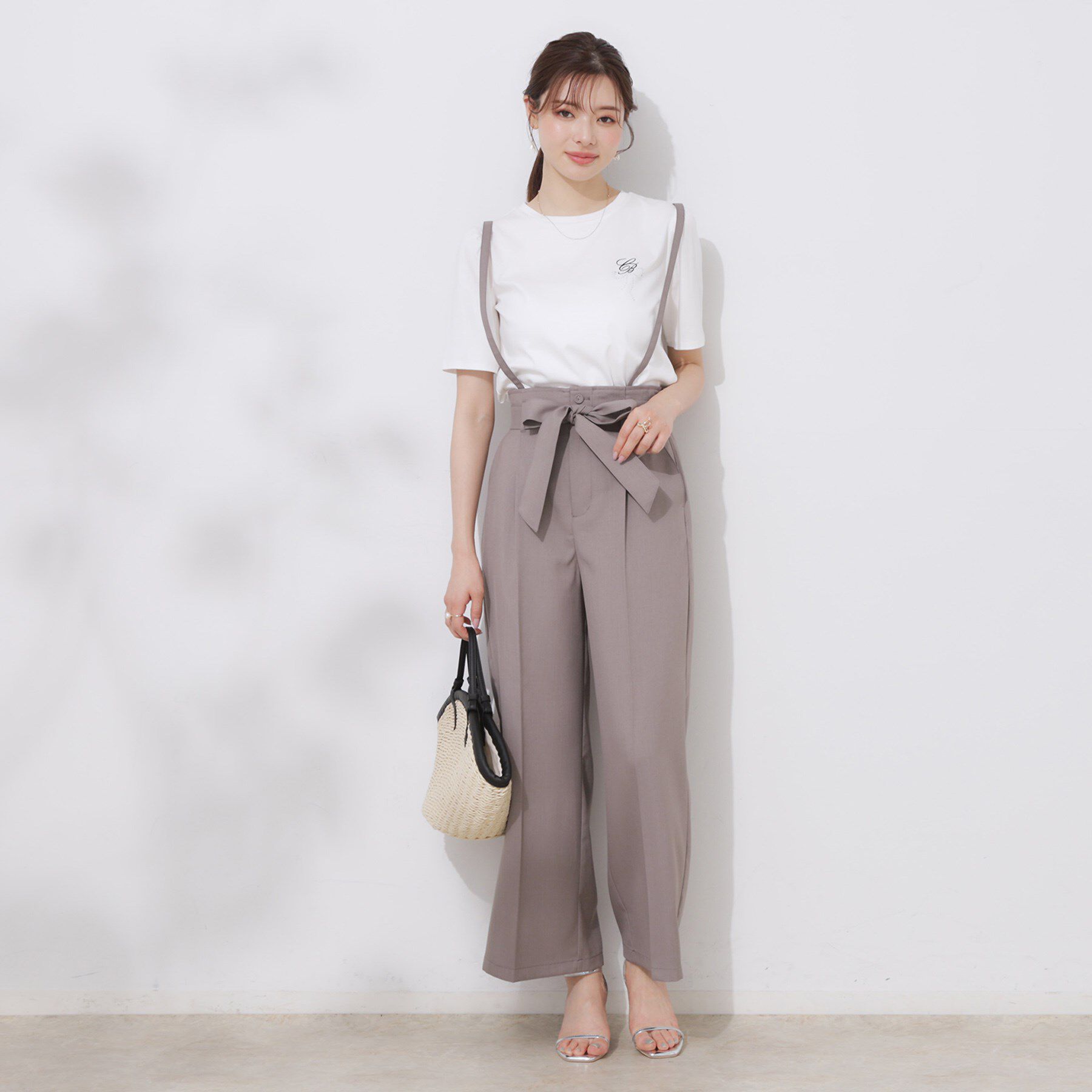 Couture broach「【美脚効果・通勤】リネンライク サス付きパンツ」|その他|