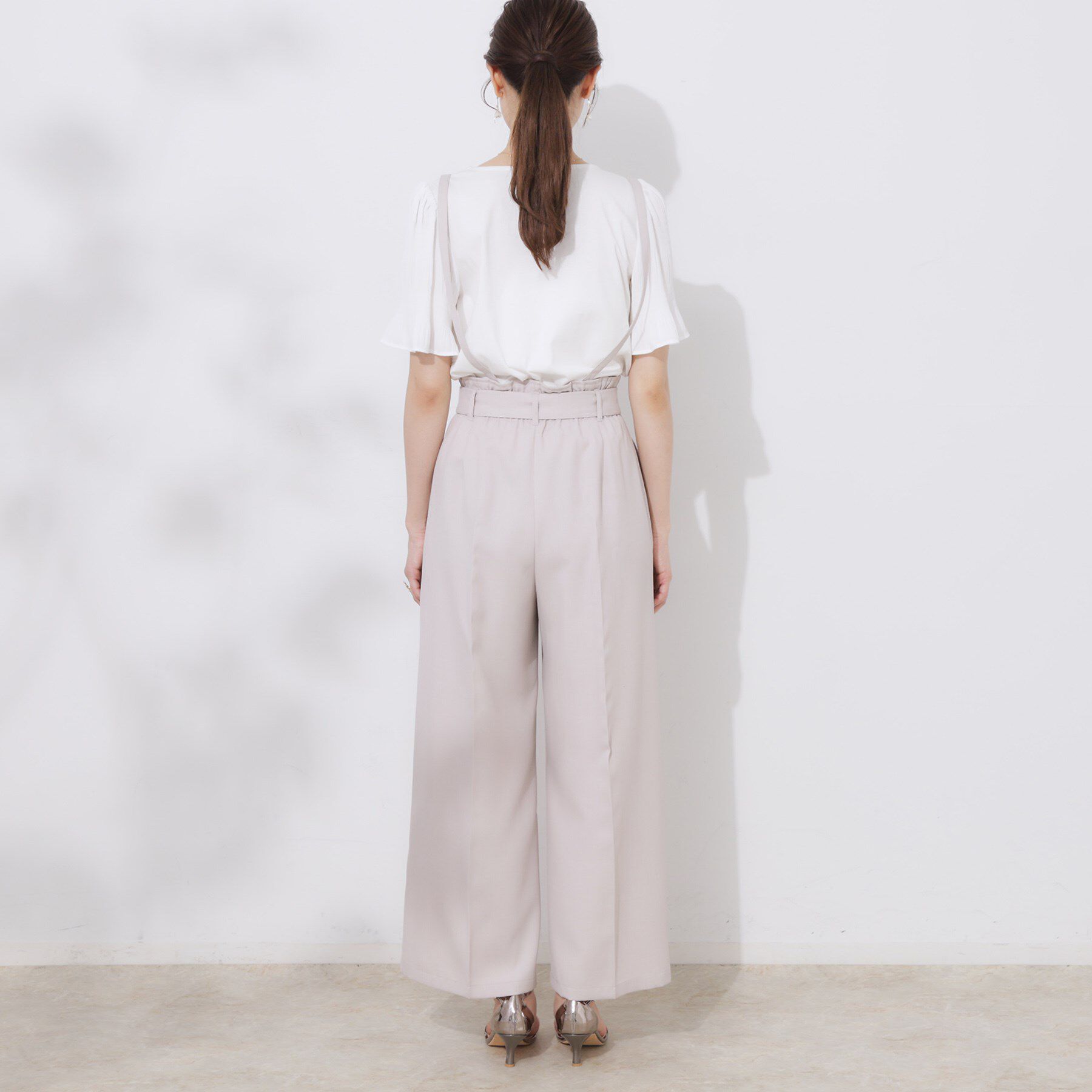 Couture broach「【美脚効果・通勤】リネンライク サス付きパンツ」|その他|