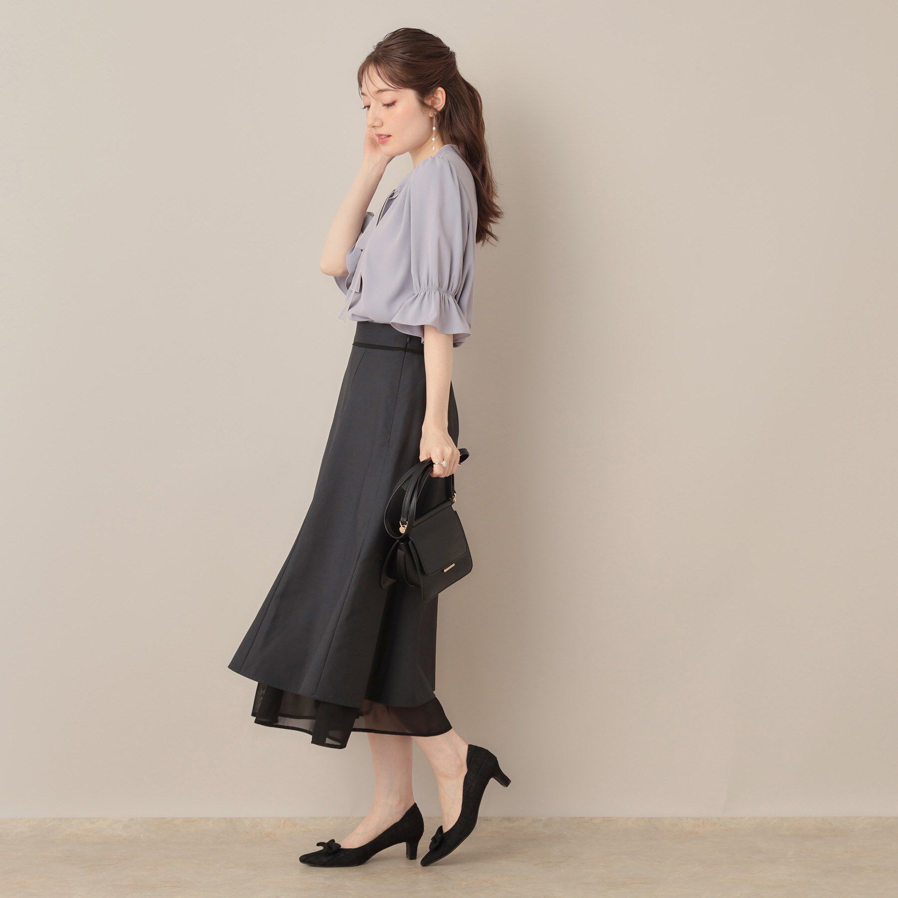 Couture broach「【大人可愛い・5分袖・通勤】デザインタイブラウス」|シャツ・ブラウス|