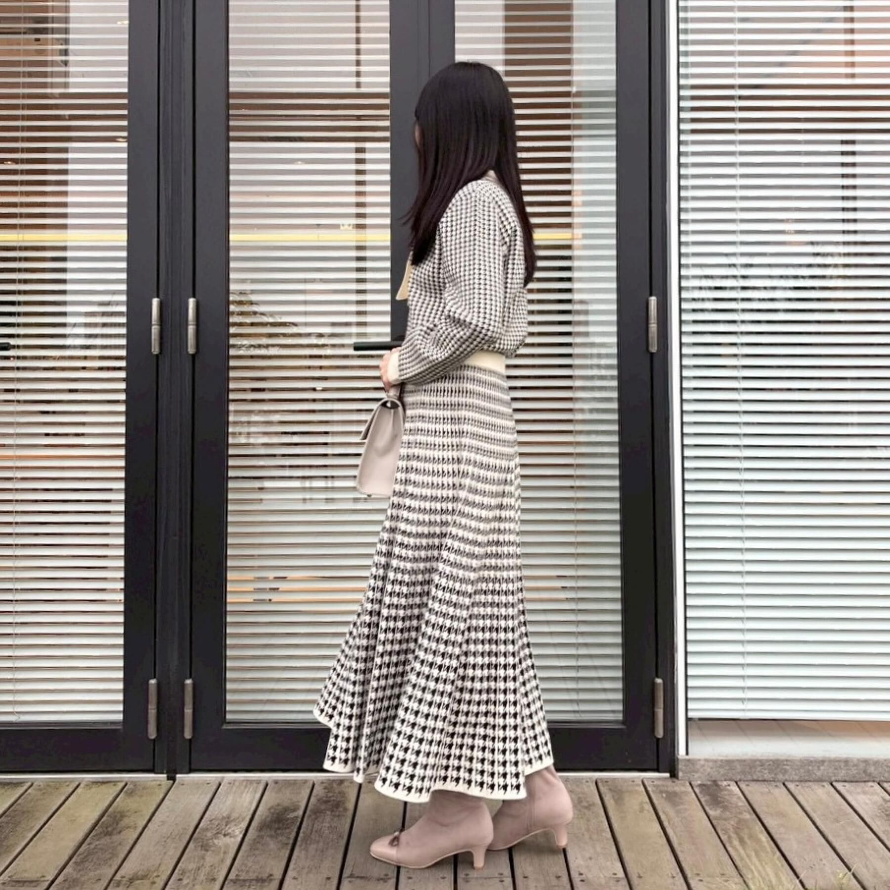 Couture broach「【クラシカル・大人レディ】千鳥ジャカードパール調タイニットトップス」|ニット・セーター|