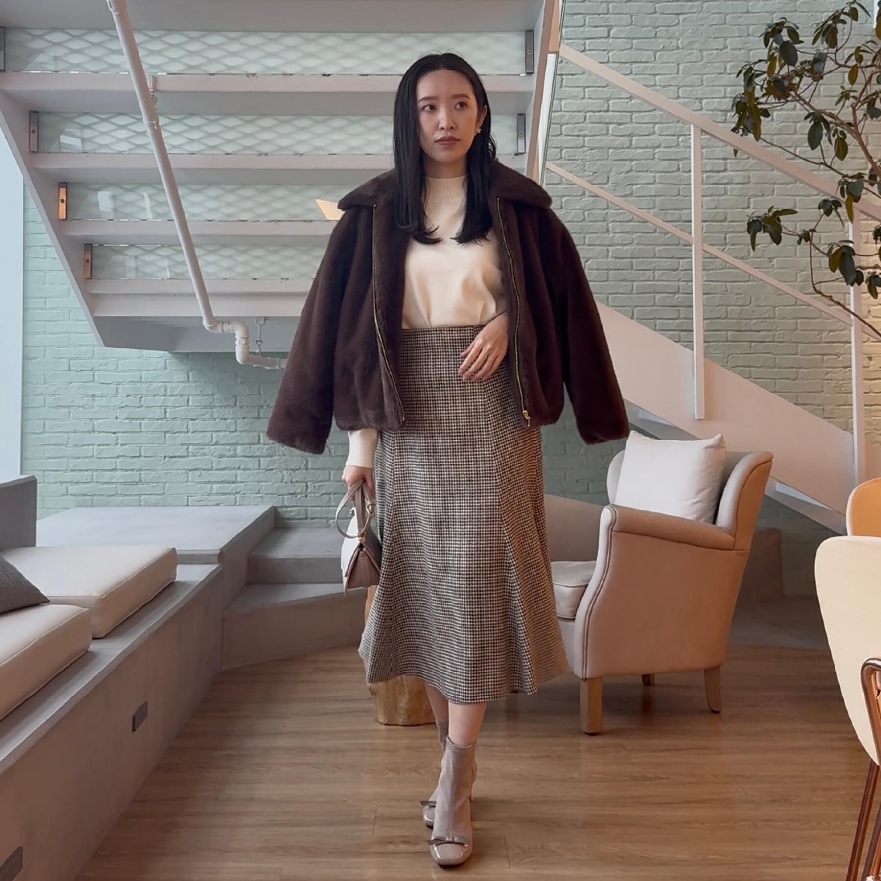 Couture broach「【ふわふわ・上品】ミンクフェイクファーアウター」|ブルゾン・スタジャン|