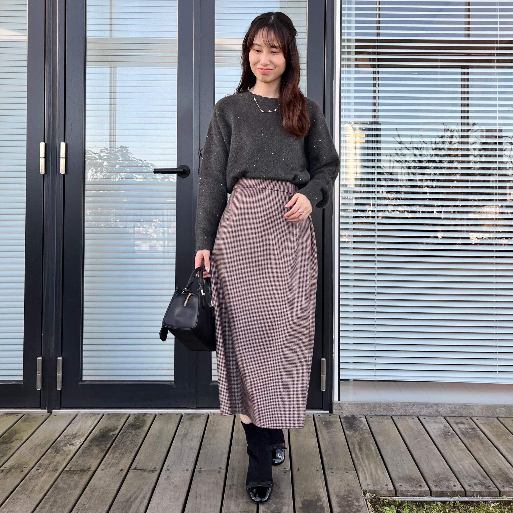 Couture broach「【洗える/微起毛】Iライン チェックスカート」|スカート|