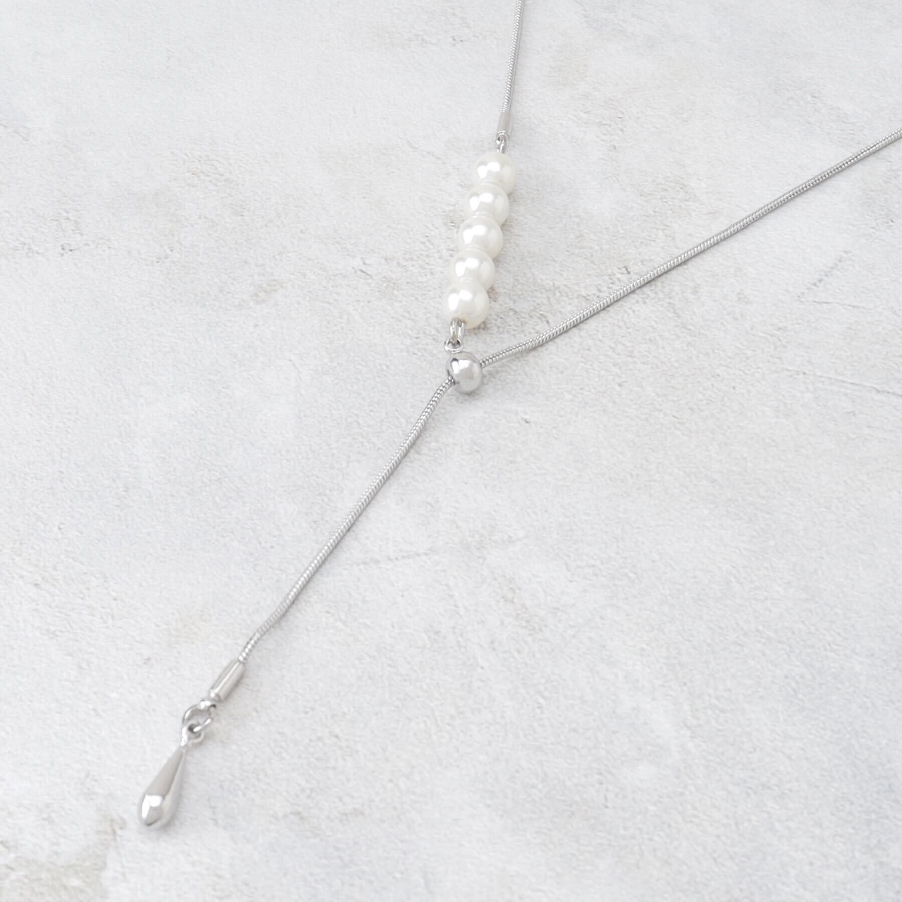 THE SHOP TK「パール調ラリエット」|ネックレス|シルバー(006)