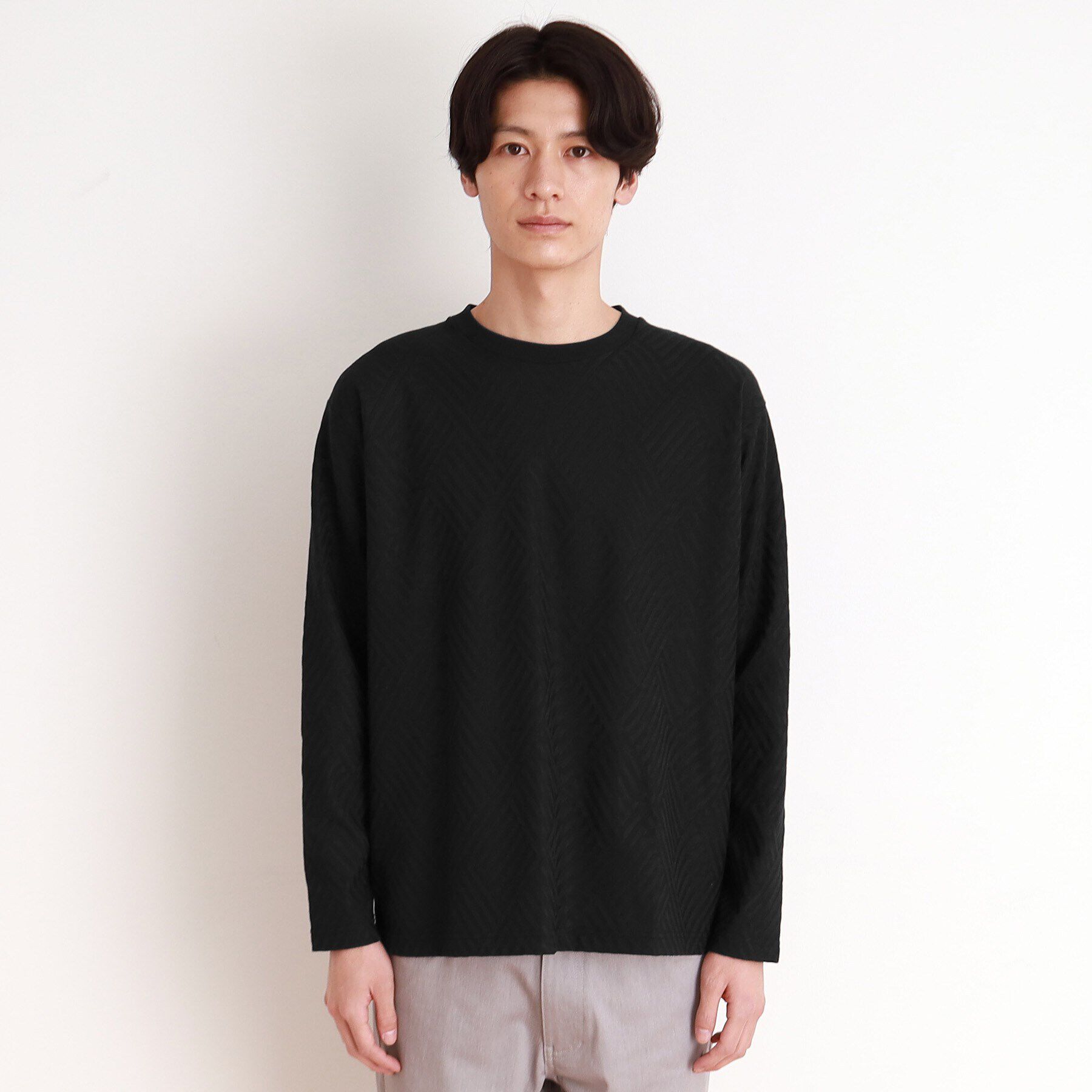 THE SHOP TK「リンクスジャカード長袖Tシャツ ON／OFF兼用」|Tシャツ・カットソー|