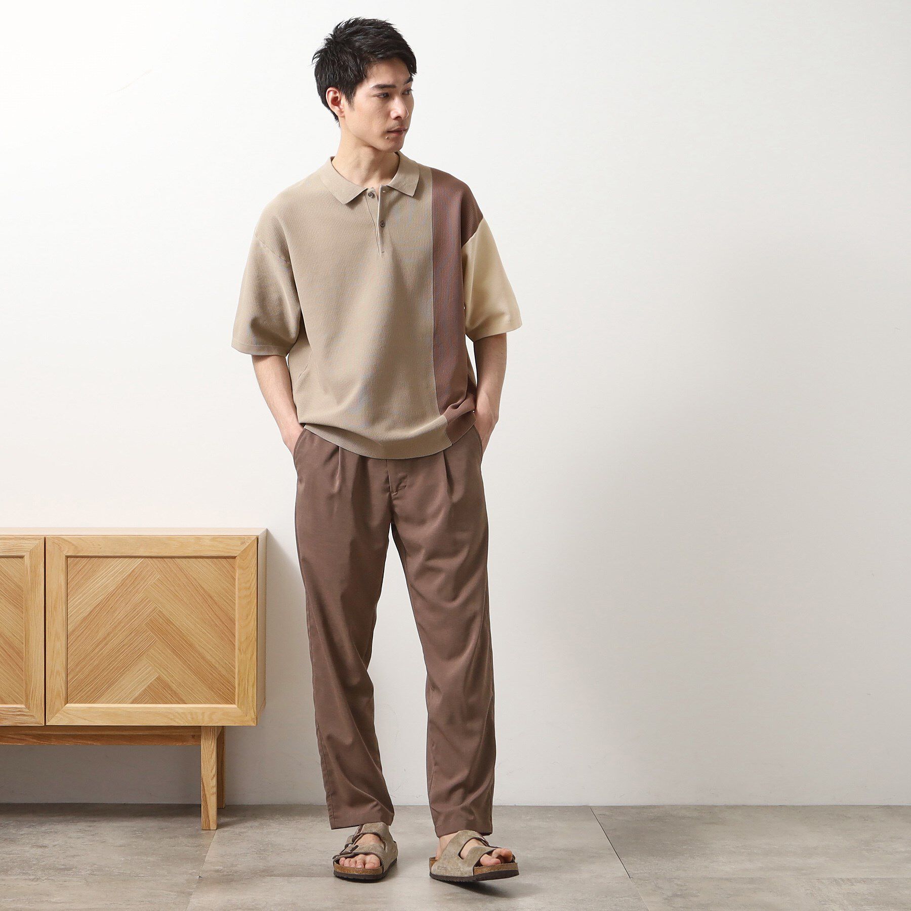 THE SHOP TK「パネルニットポロシャツ」|ポロシャツ|